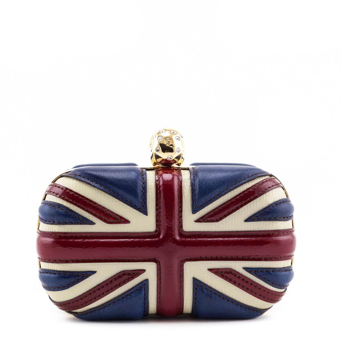 Alexander McQueen Calfskin Britannia Skull Box Clutch - Love that Bag etc - Preowned Authentic Designer Handbags Preloved Fashions