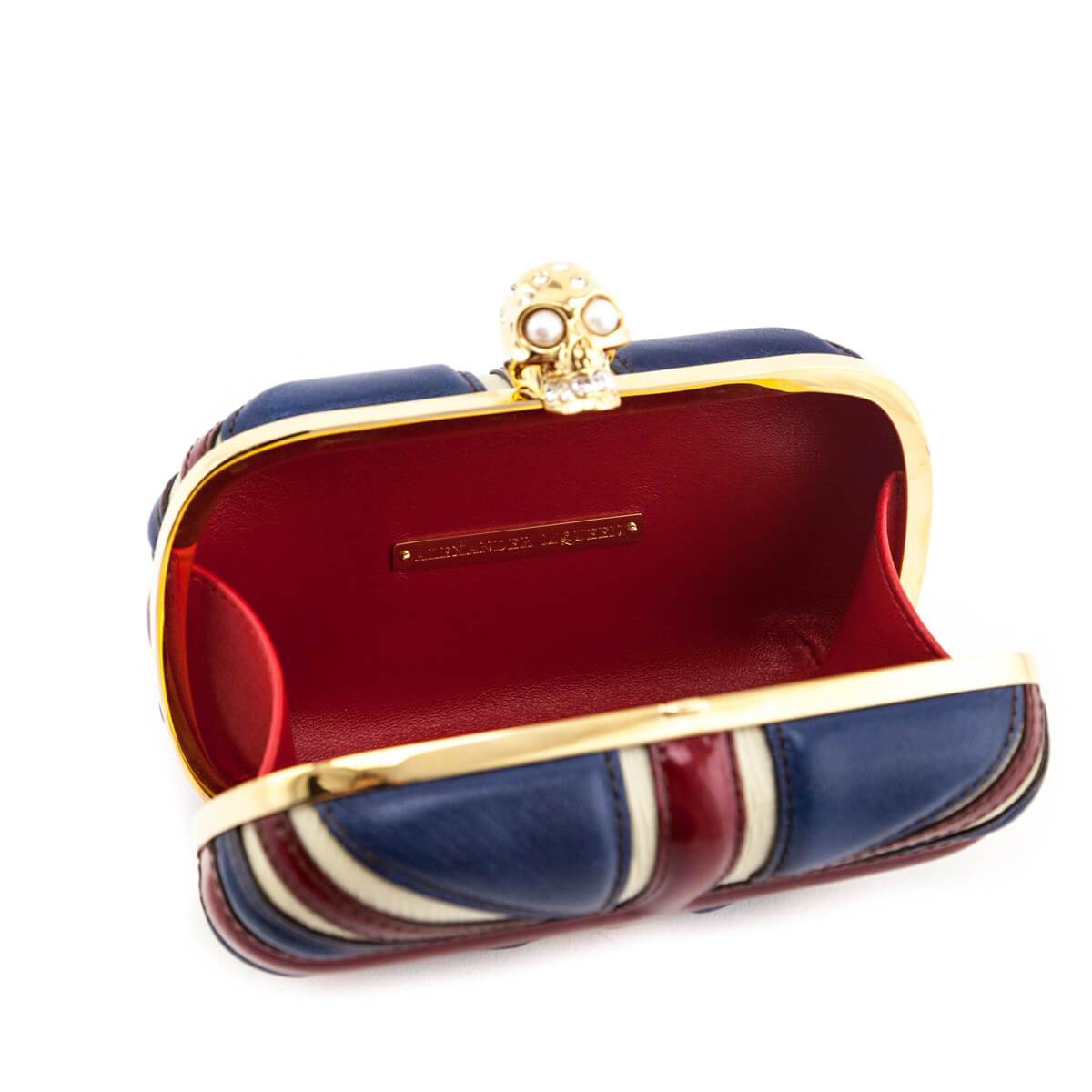 Alexander McQueen Calfskin Britannia Skull Box Clutch - Love that Bag etc - Preowned Authentic Designer Handbags Preloved Fashions
