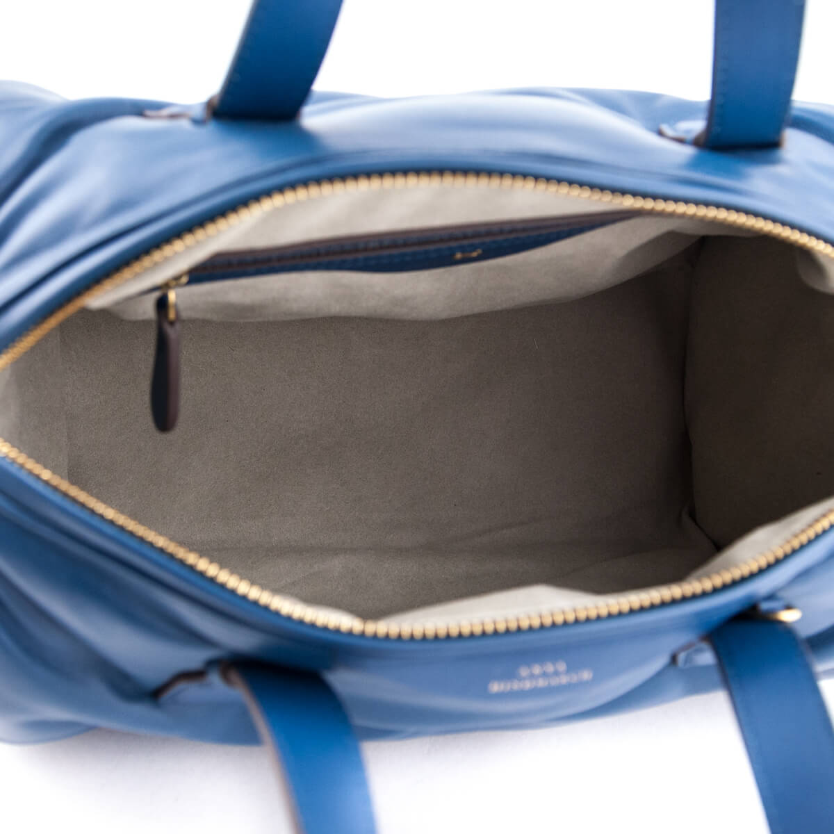 Anya Hindmarch Blue Leather Chubby Barrel Crossbody - Love that Bag etc - Preowned Authentic Designer Handbags Preloved Fashions
