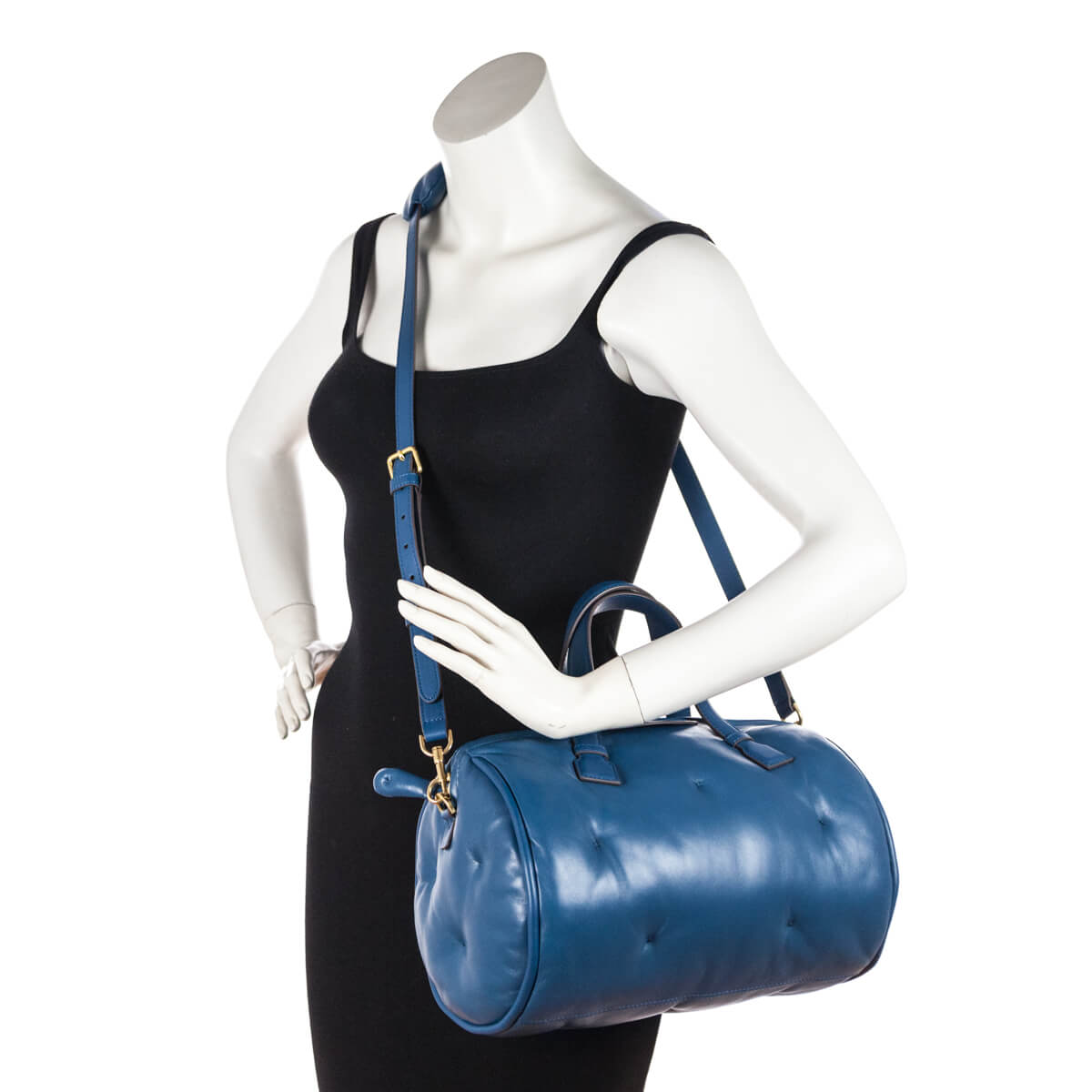 Anya Hindmarch Blue Leather Chubby Barrel Crossbody - Love that Bag etc - Preowned Authentic Designer Handbags Preloved Fashions