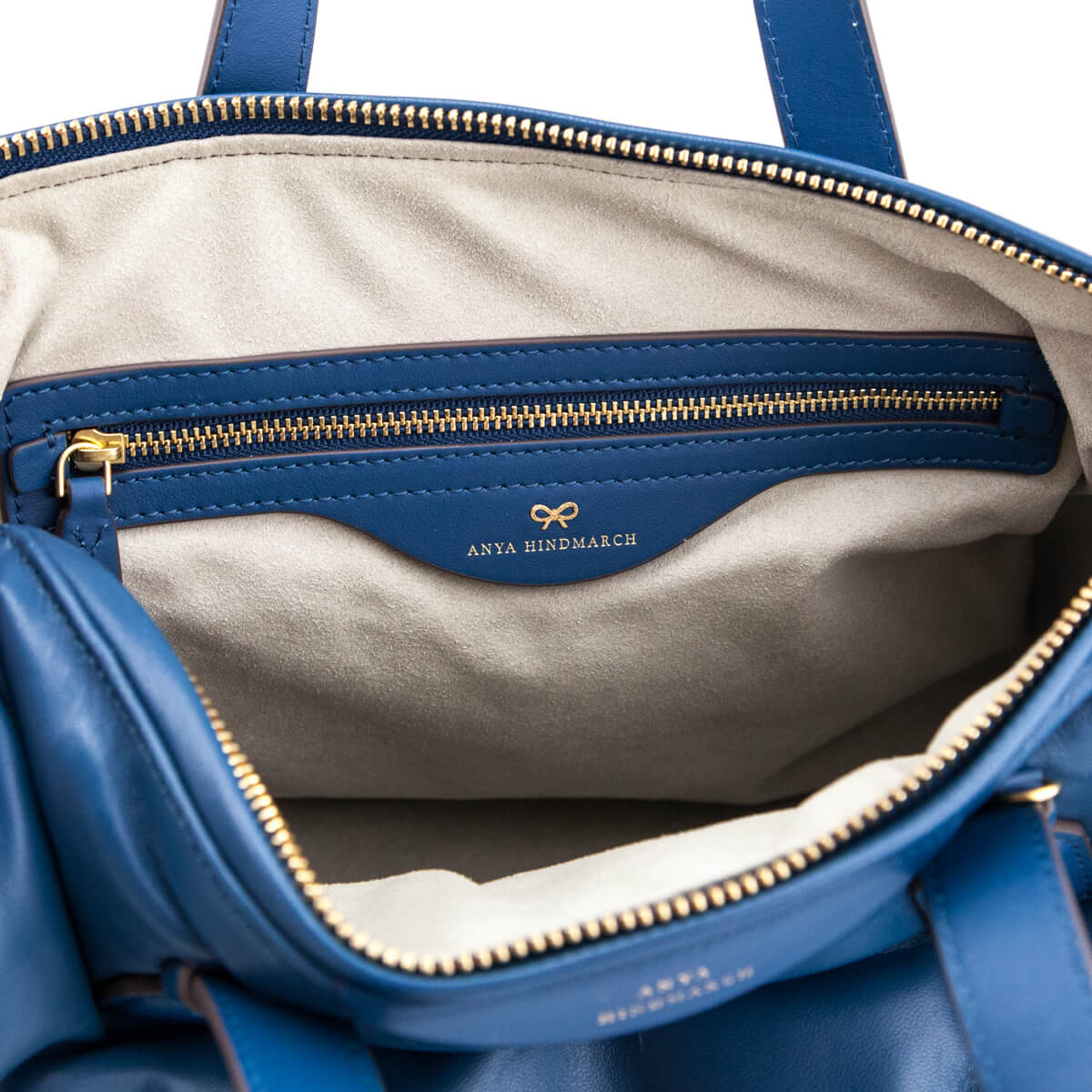 Anya Hindmarch Blue Leather Chubby Barrel Crossbody - Love that Bag etc - Preowned Authentic Designer Handbags Preloved Fashions