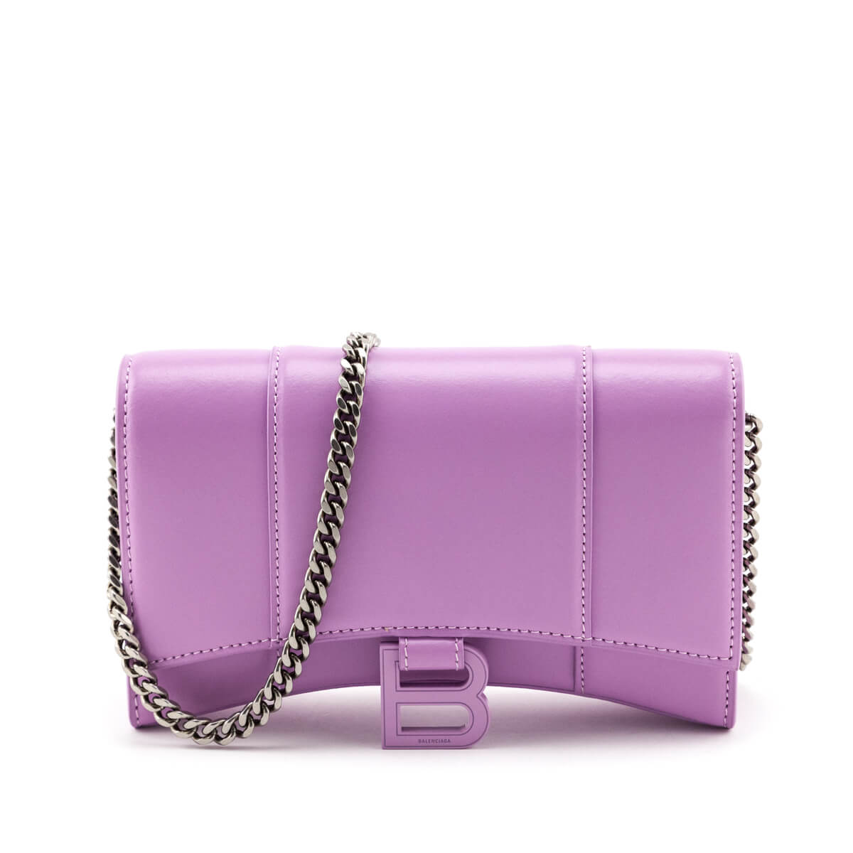 Balenciaga Lilac Calfskin Hourglass Wallet On Chain - Love that Bag etc - Preowned Authentic Designer Handbags Preloved Fashions