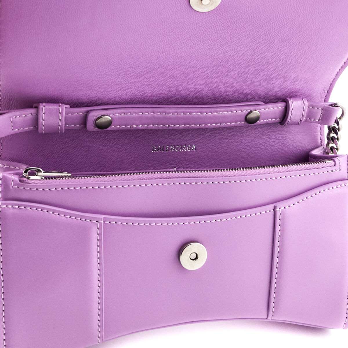 Balenciaga Lilac Calfskin Hourglass Wallet On Chain - Love that Bag etc - Preowned Authentic Designer Handbags Preloved Fashions