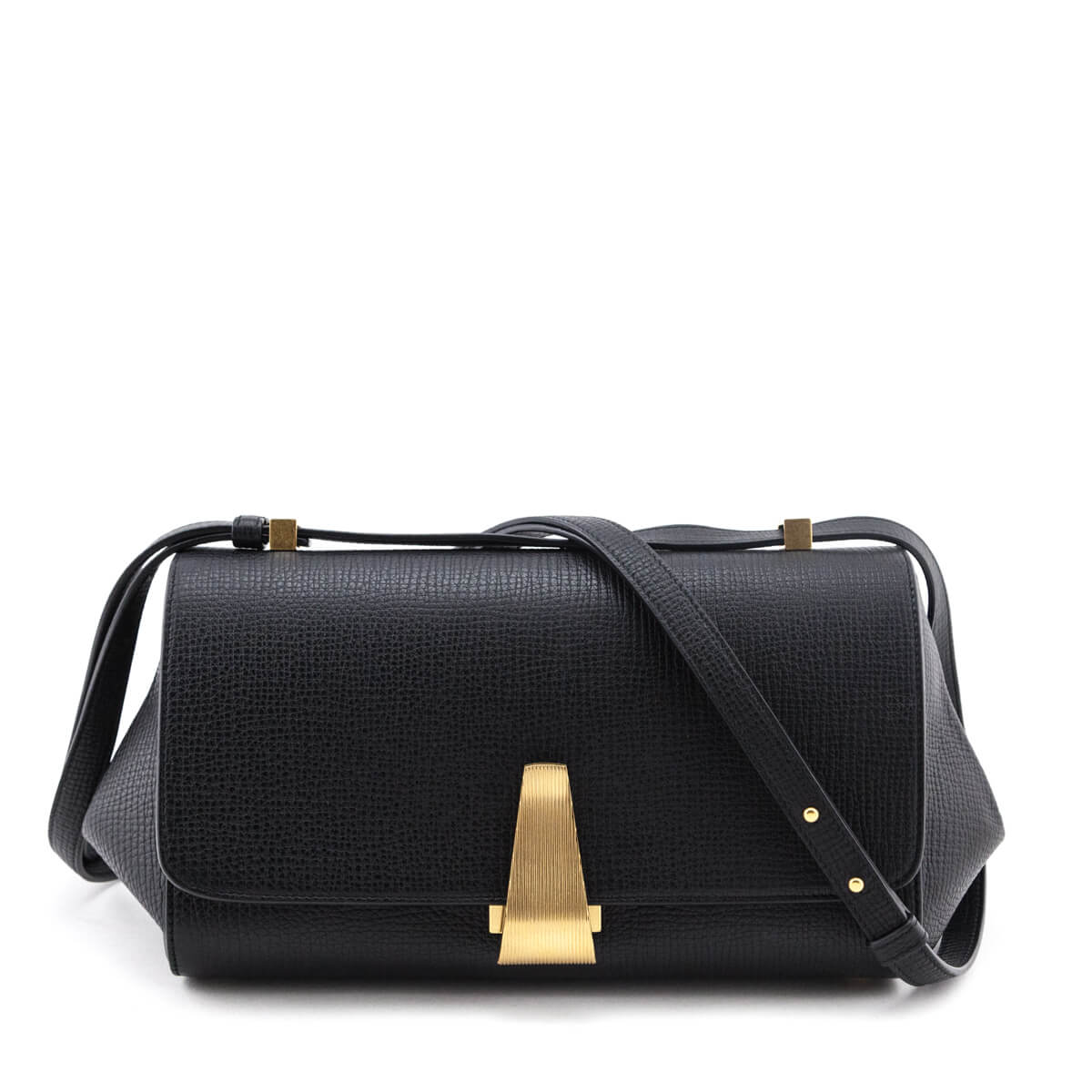 Bottega Veneta Black Textured Calfskin BV Angle Bag - Love that Bag etc - Preowned Authentic Designer Handbags Preloved Fashions