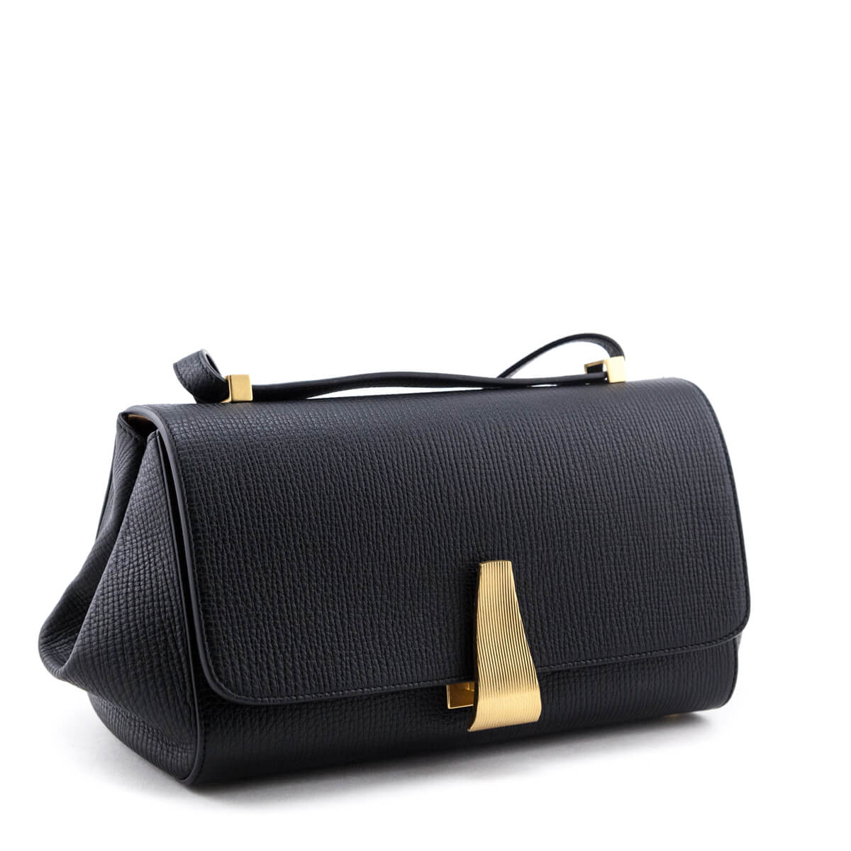 Bottega Veneta Black Textured Calfskin BV Angle Bag - Love that Bag etc - Preowned Authentic Designer Handbags Preloved Fashions