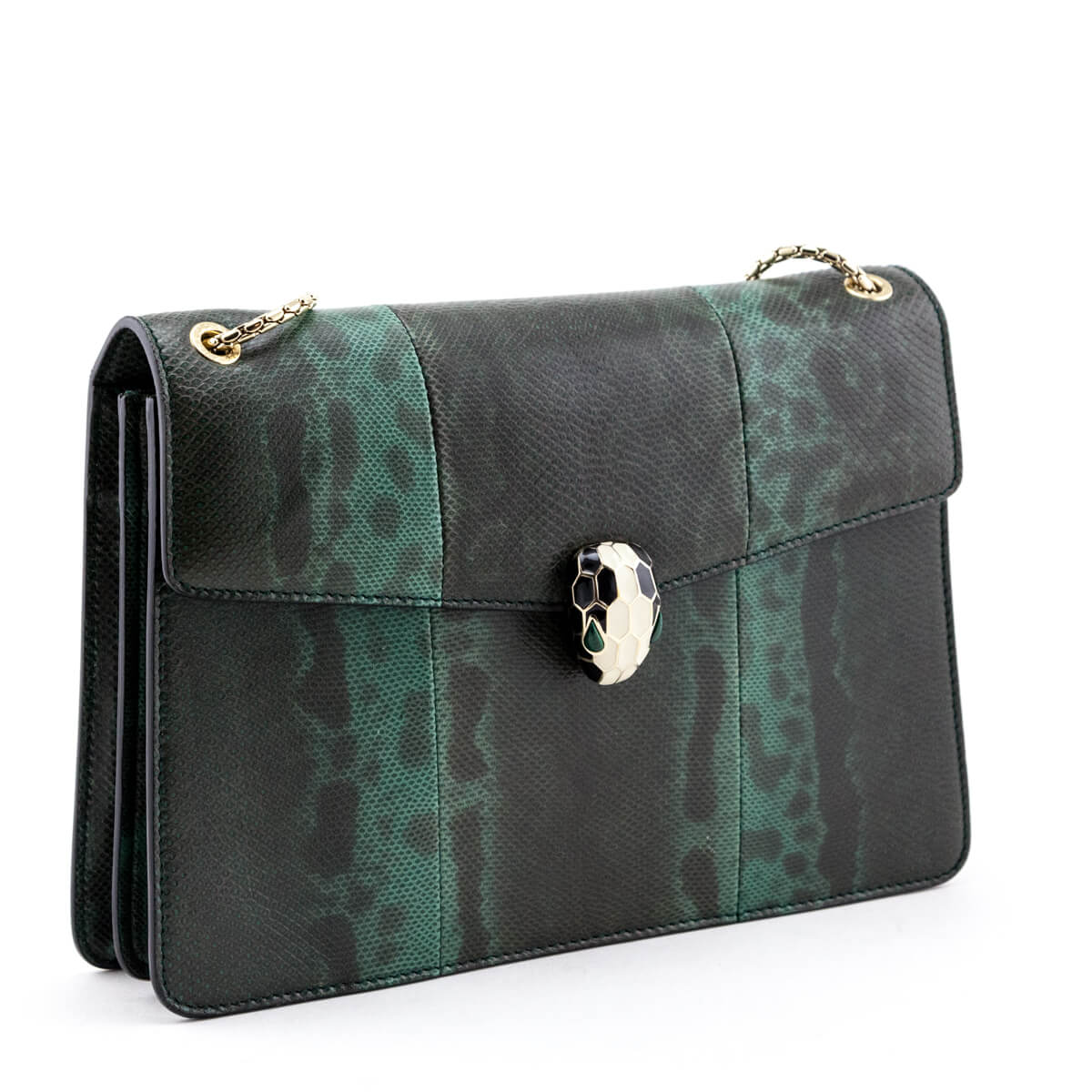 Bvlgari Green Karung Medium Serpenti Forever Flap Bag - Love that Bag etc - Preowned Authentic Designer Handbags Preloved Fashions
