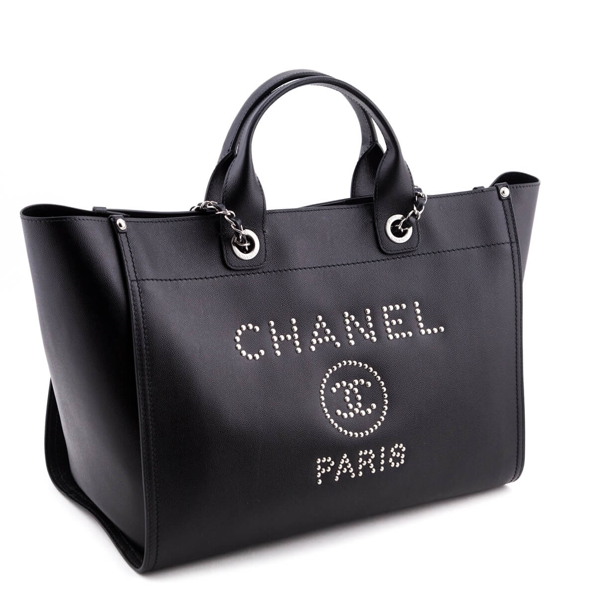 Chanel Black Grained Calfskin Large Deauville Tote SHW - Love that Bag etc - Preowned Authentic Designer Handbags Preloved Fashions
