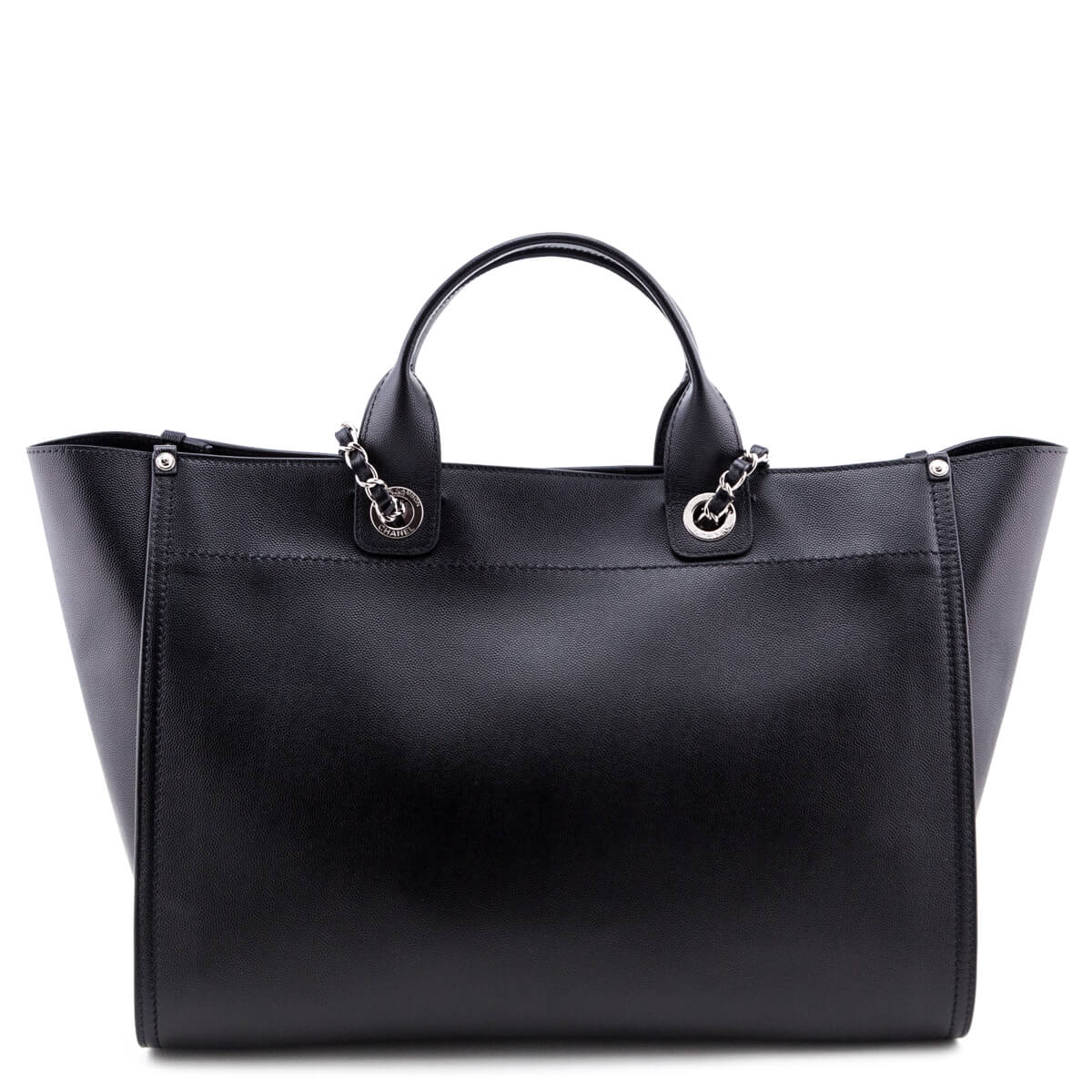 Chanel Black Grained Calfskin Large Deauville Tote SHW - Love that Bag etc - Preowned Authentic Designer Handbags Preloved Fashions