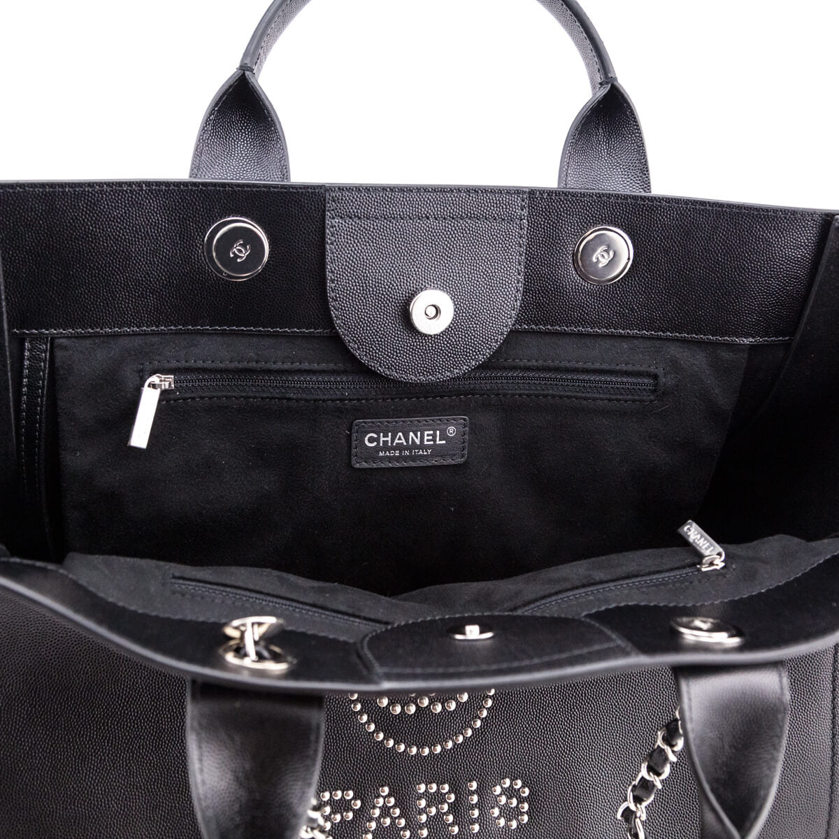 Chanel Black Grained Calfskin Large Deauville Tote SHW - Love that Bag etc - Preowned Authentic Designer Handbags Preloved Fashions