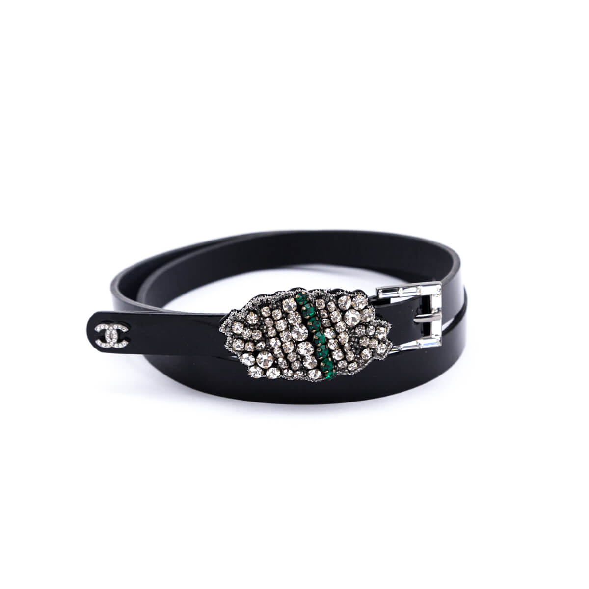 Chanel Black Patent Strass Skinny Belt Size L - Love that Bag etc - Preowned Authentic Designer Handbags Preloved Fashions