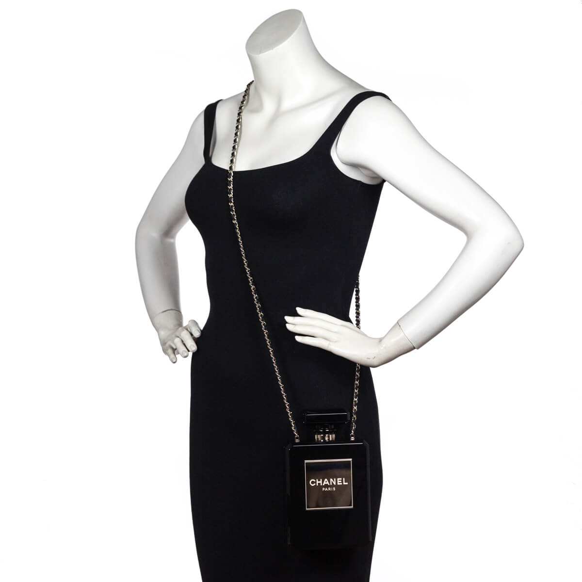 Chanel Black Plexiglass Perfume Bottle Minaudiere - Love that Bag etc - Preowned Authentic Designer Handbags Preloved Fashions