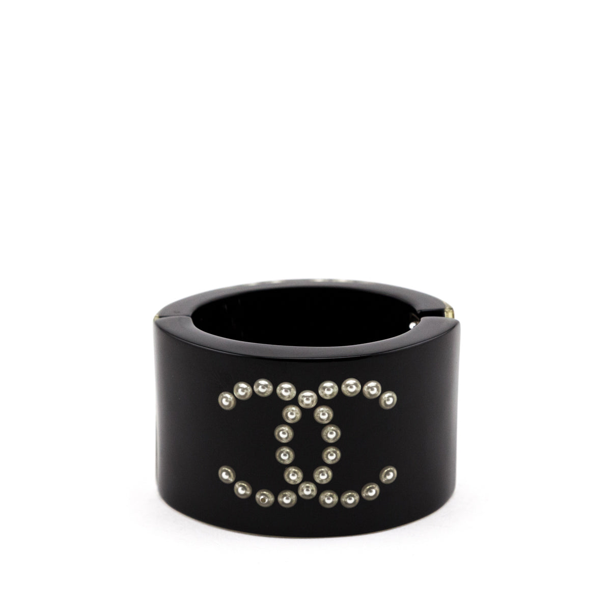 Chanel Black Resin Pearl CC Bangle Cuff - Love that Bag etc - Preowned Authentic Designer Handbags Preloved Fashions