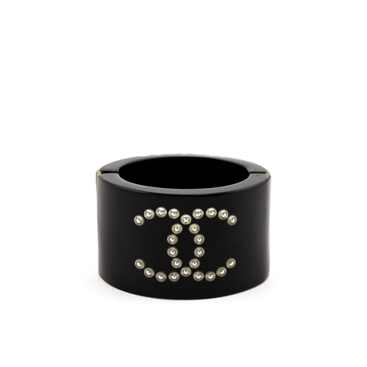 Chanel Black Resin Pearl CC Bangle Cuff - Love that Bag etc - Preowned Authentic Designer Handbags Preloved Fashions