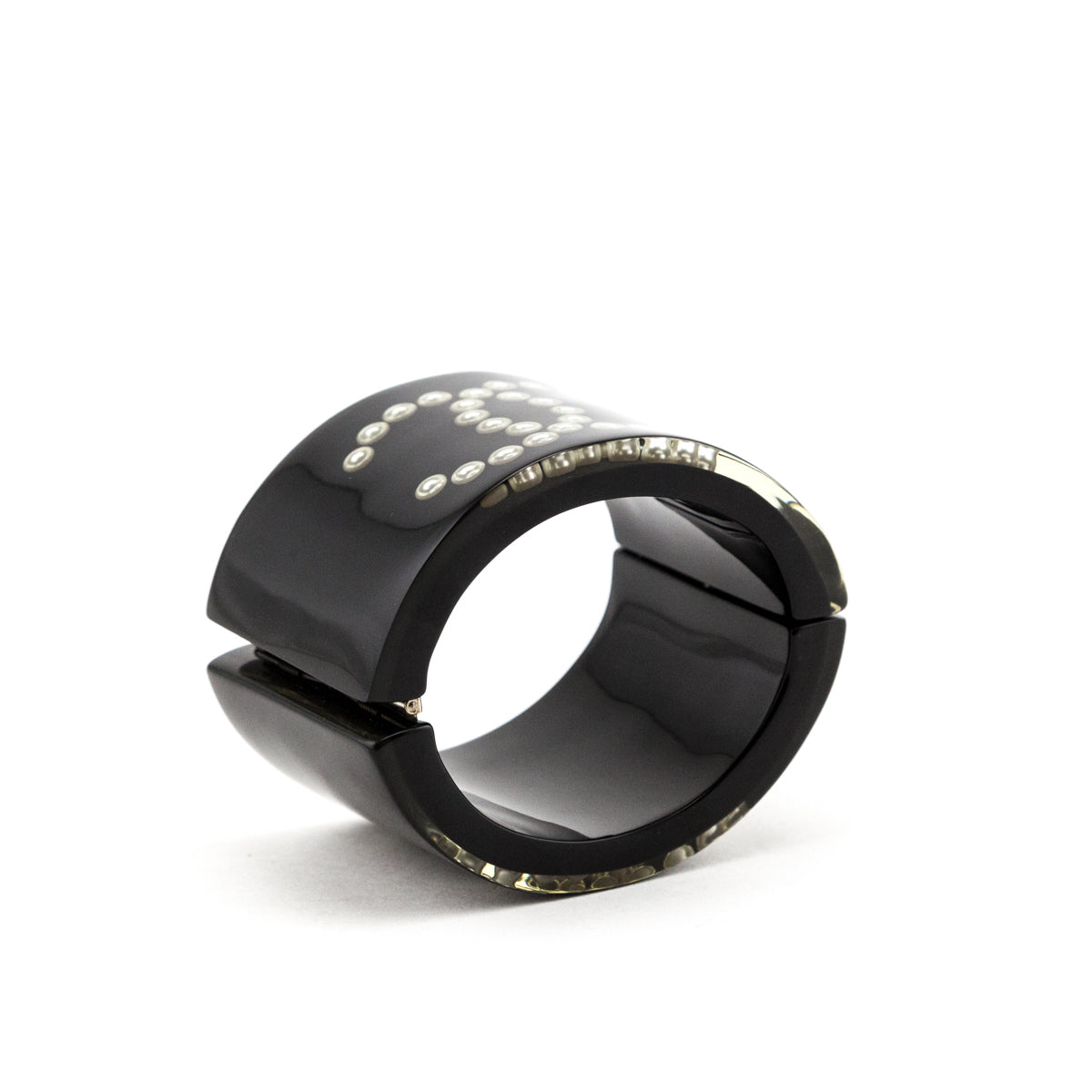 Chanel Black Resin Pearl CC Bangle Cuff - Love that Bag etc - Preowned Authentic Designer Handbags Preloved Fashions