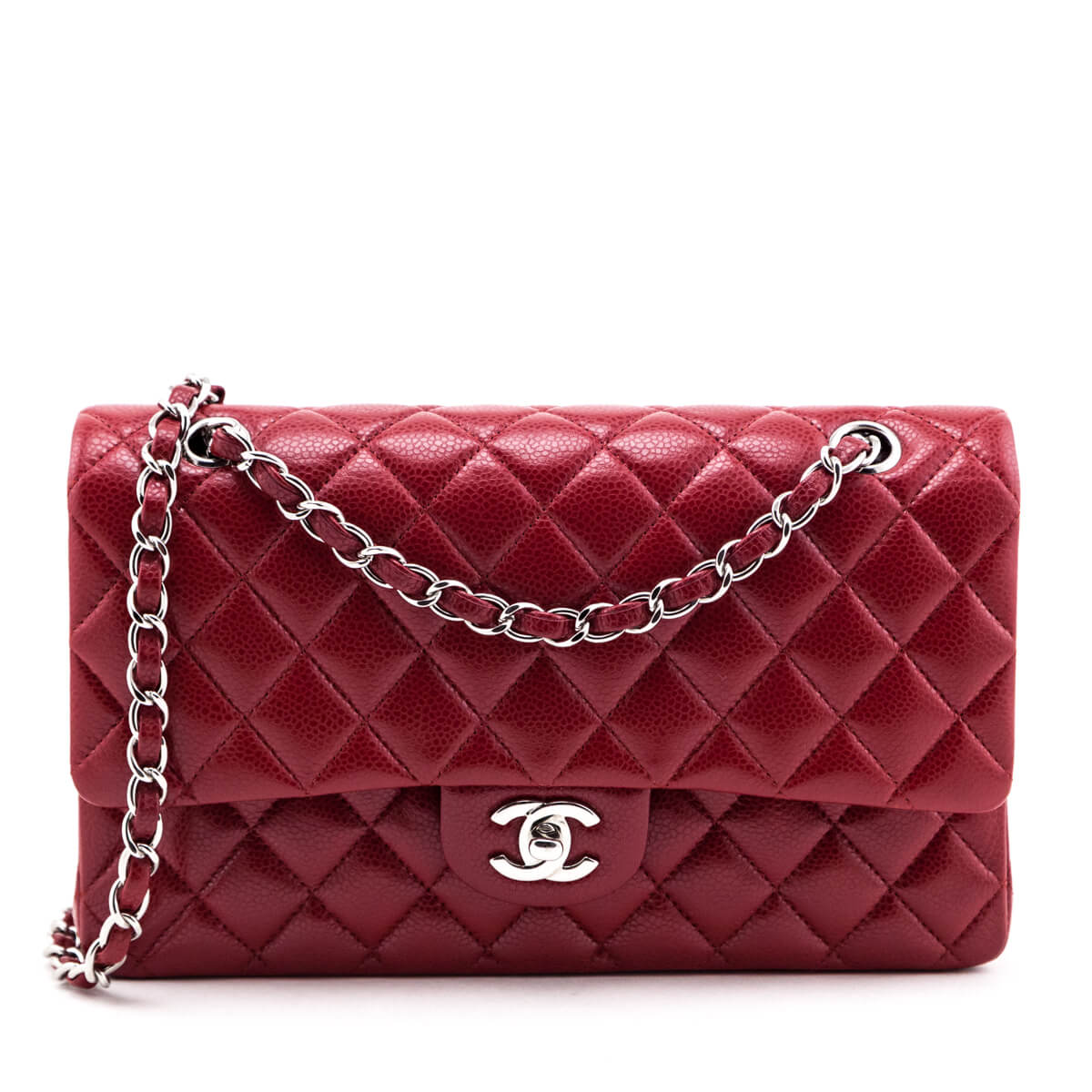 Chanel Red Quilted Caviar Classic Medium Double Flap Bag - Love that Bag etc - Preowned Authentic Designer Handbags Preloved Fashions
