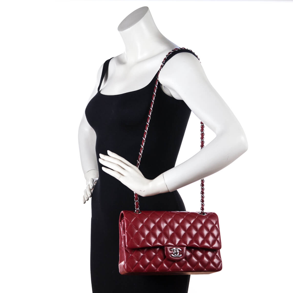Chanel Red Quilted Caviar Classic Medium Double Flap Bag - Love that Bag etc - Preowned Authentic Designer Handbags Preloved Fashions