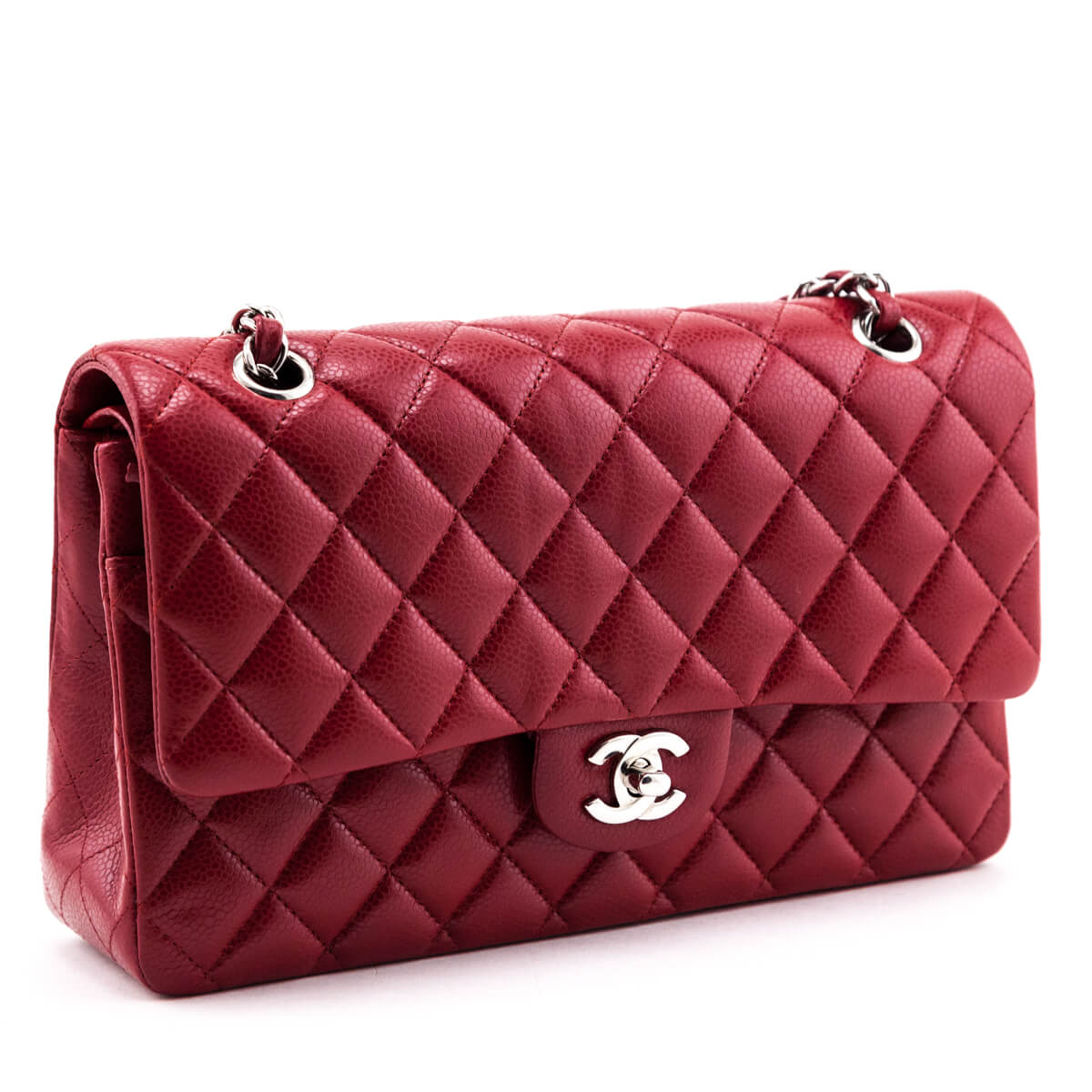 Chanel Red Quilted Caviar Classic Medium Double Flap Bag - Love that Bag etc - Preowned Authentic Designer Handbags Preloved Fashions