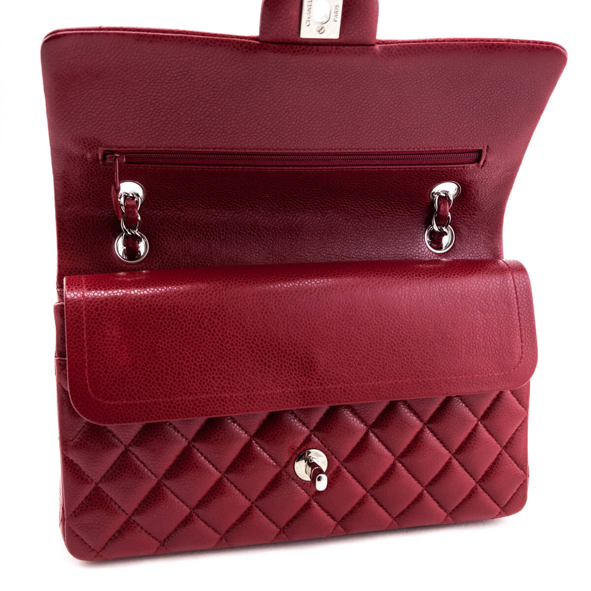 Chanel Red Quilted Caviar Classic Medium Double Flap Bag - Love that Bag etc - Preowned Authentic Designer Handbags Preloved Fashions