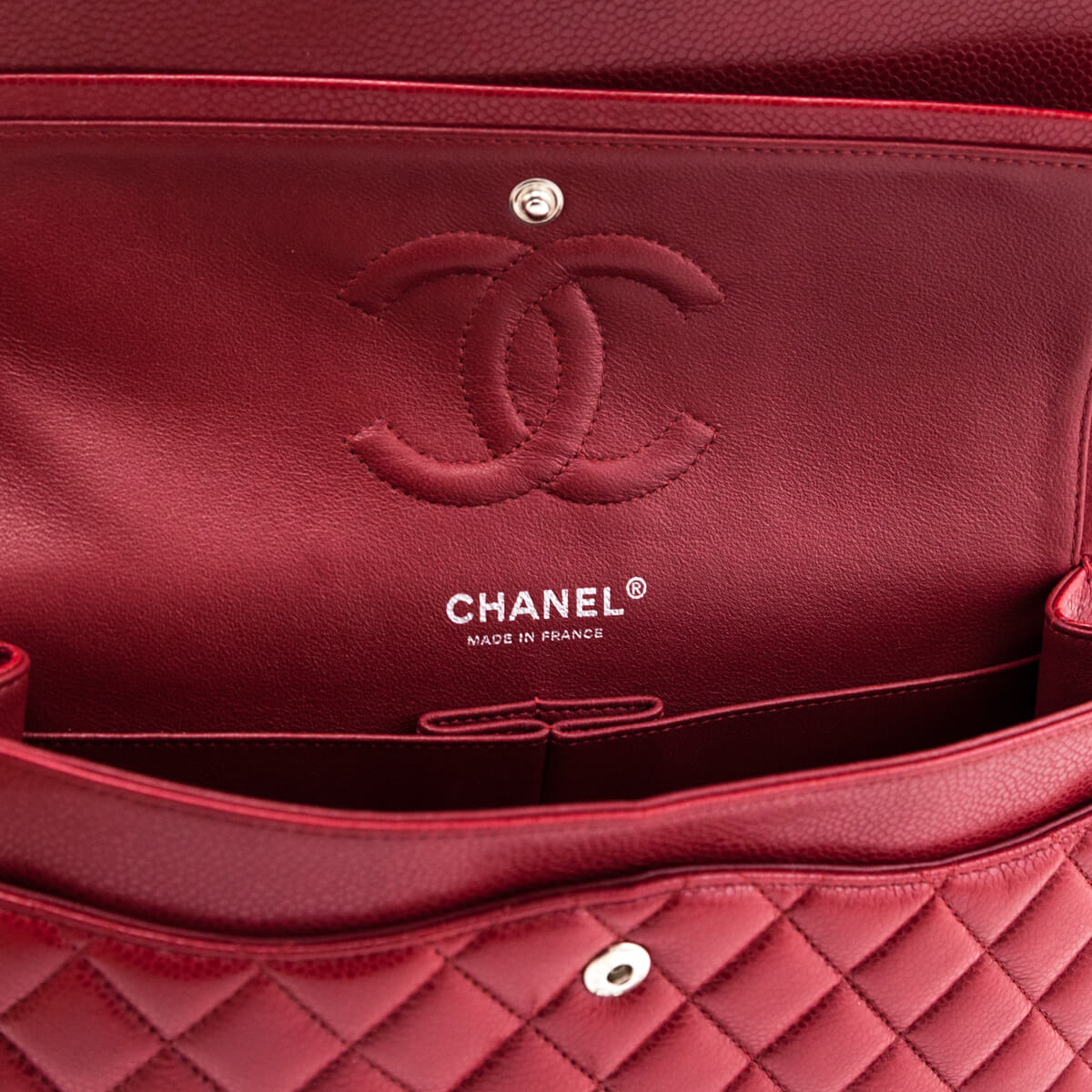 Chanel Red Quilted Caviar Classic Medium Double Flap Bag - Love that Bag etc - Preowned Authentic Designer Handbags Preloved Fashions