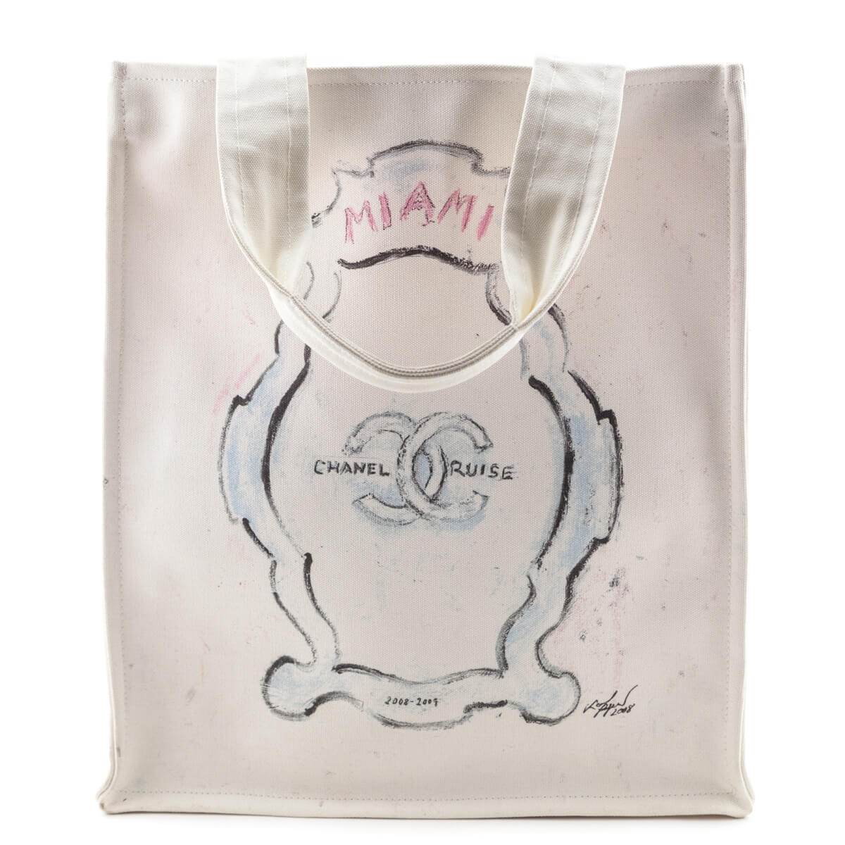 Chanel White Canvas Chanel Cruise Miami Tote - Love that Bag etc - Preowned Authentic Designer Handbags Preloved Fashions