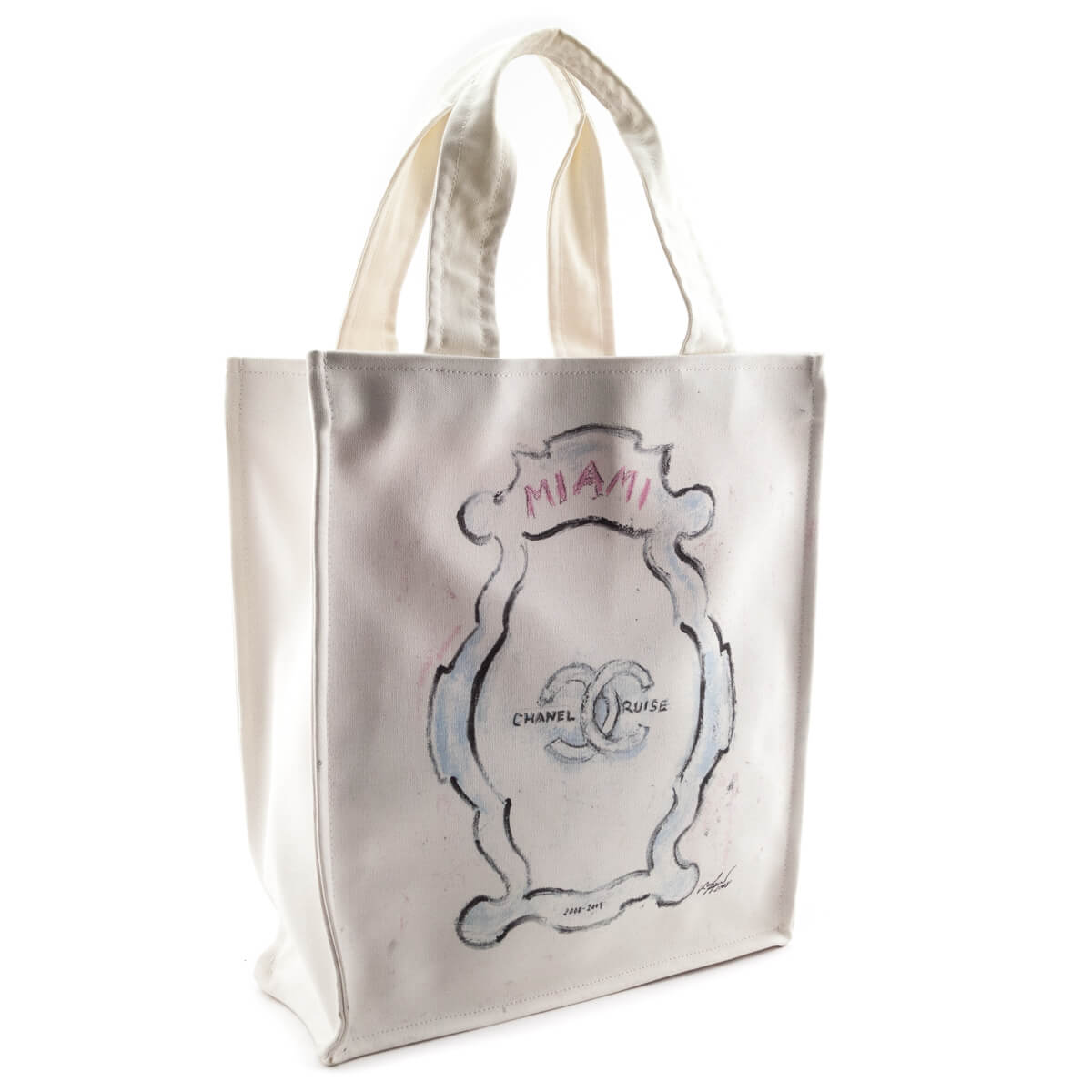 Chanel White Canvas Chanel Cruise Miami Tote - Love that Bag etc - Preowned Authentic Designer Handbags Preloved Fashions