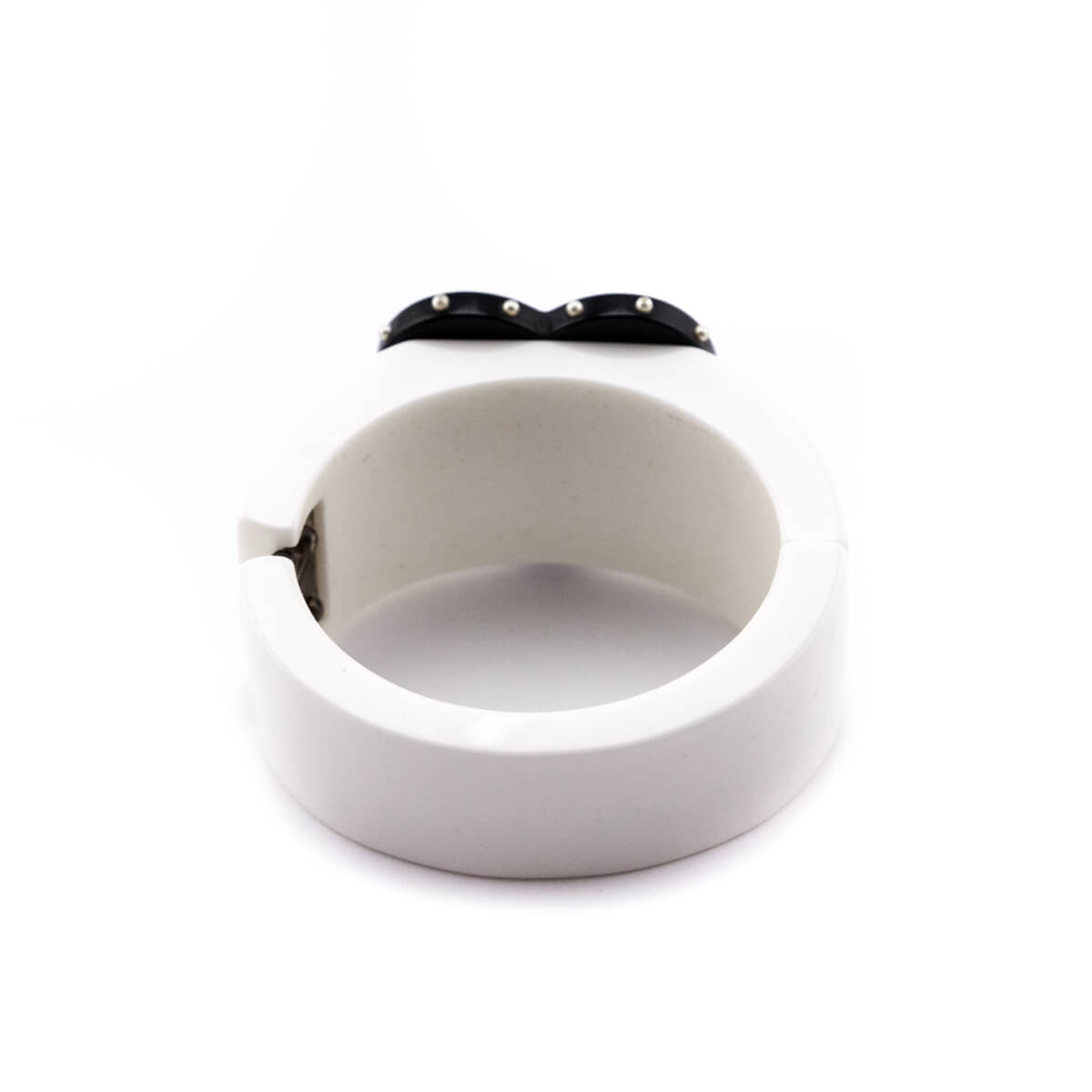 Chanel White Black Valentine Heart Resin Cuff - Love that Bag etc - Preowned Authentic Designer Handbags Preloved Fashions