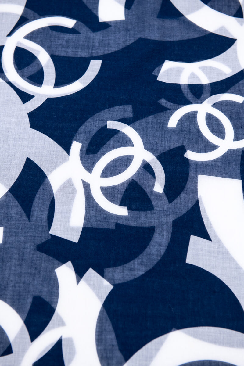Chanel Navy White Cotton CC Printed Pareo - Love that Bag etc - Preowned Authentic Designer Handbags Preloved Fashions