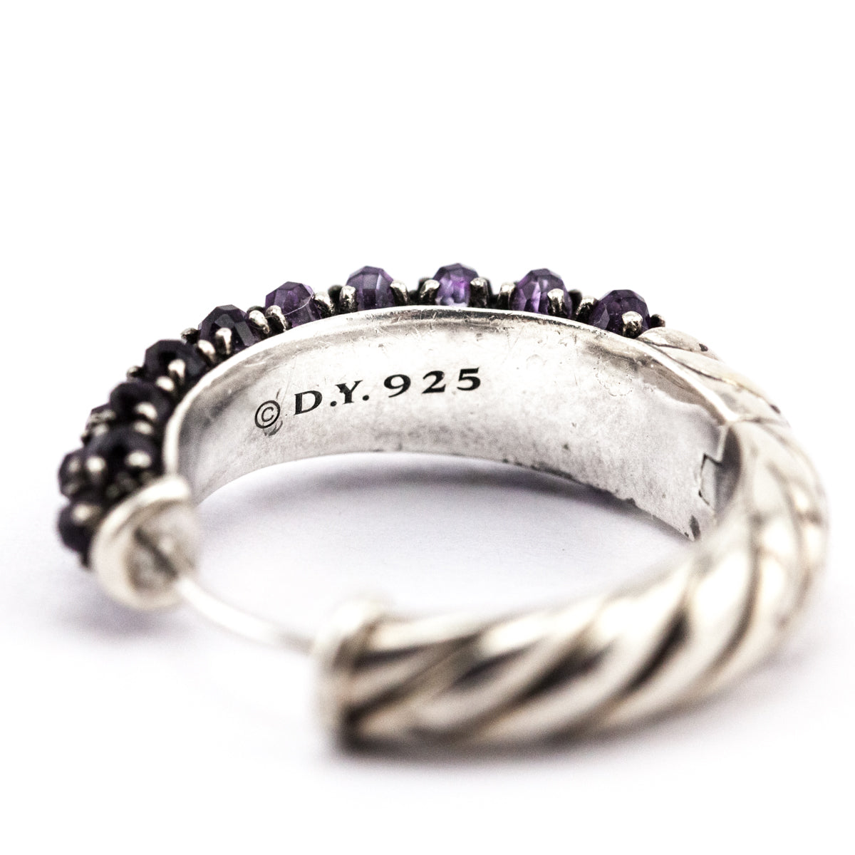 David Yurman Silver Amethyst Osetra Hoop Earrings - Love that Bag etc - Preowned Authentic Designer Handbags Preloved Fashions