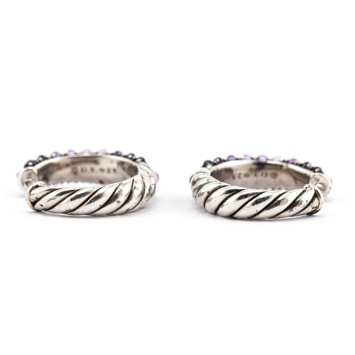David Yurman Silver Amethyst Osetra Hoop Earrings - Love that Bag etc - Preowned Authentic Designer Handbags Preloved Fashions