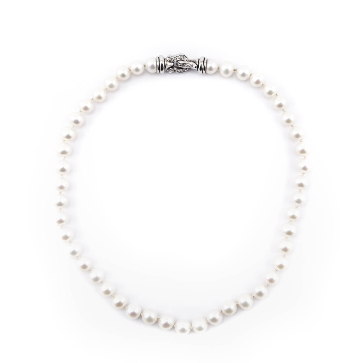 David Yurman Sterling Silver Pearl Diamond Buckle Necklace - Love that Bag etc - Preowned Authentic Designer Handbags Preloved Fashions
