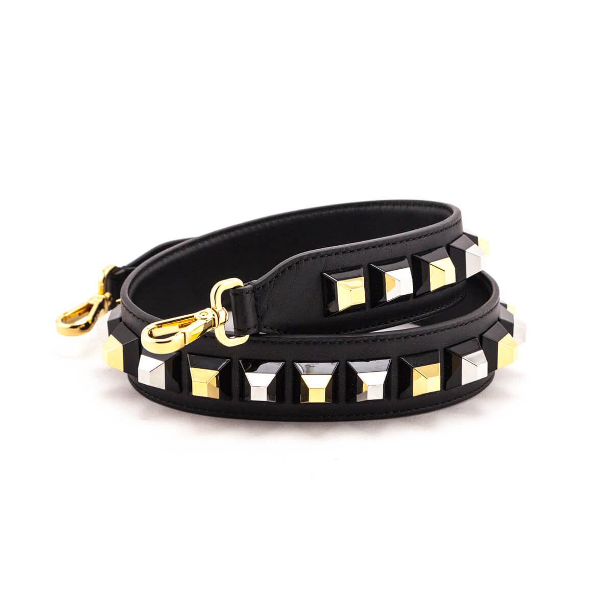 Fendi Black Calfskin Studded Strap You Strap - Love that Bag etc - Preowned Authentic Designer Handbags Preloved Fashions