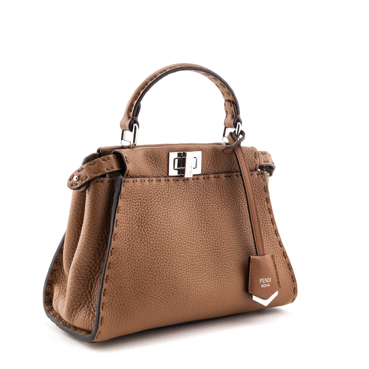 Fendi Brown Cuoio Romano Selleria Mini Peekaboo Satchel - Love that Bag etc - Preowned Authentic Designer Handbags Preloved Fashions
