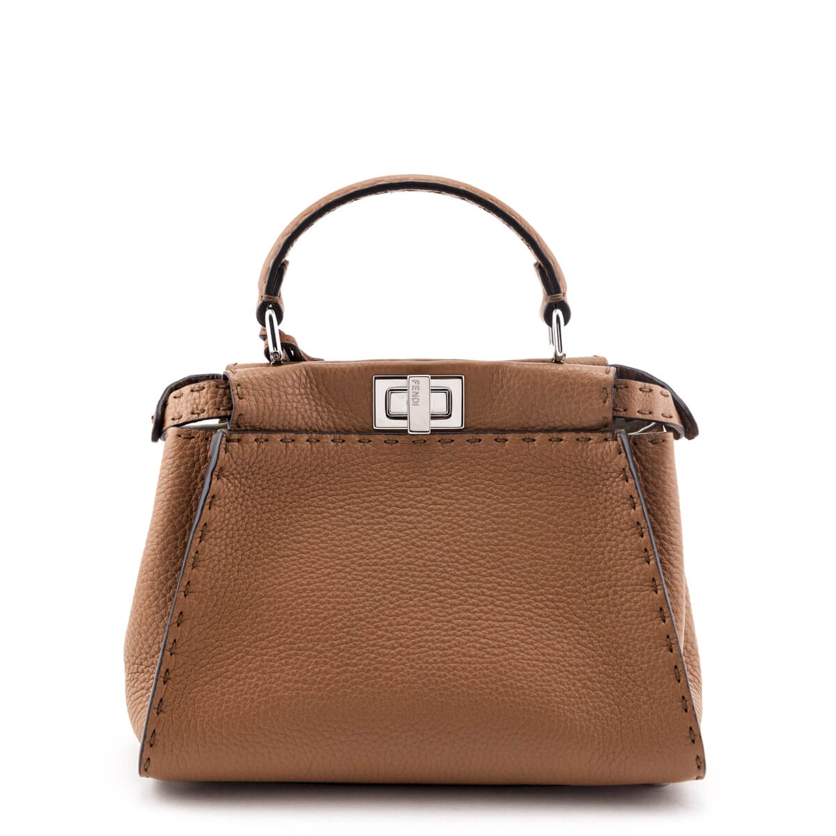 Fendi Brown Cuoio Romano Selleria Mini Peekaboo Satchel - Love that Bag etc - Preowned Authentic Designer Handbags Preloved Fashions