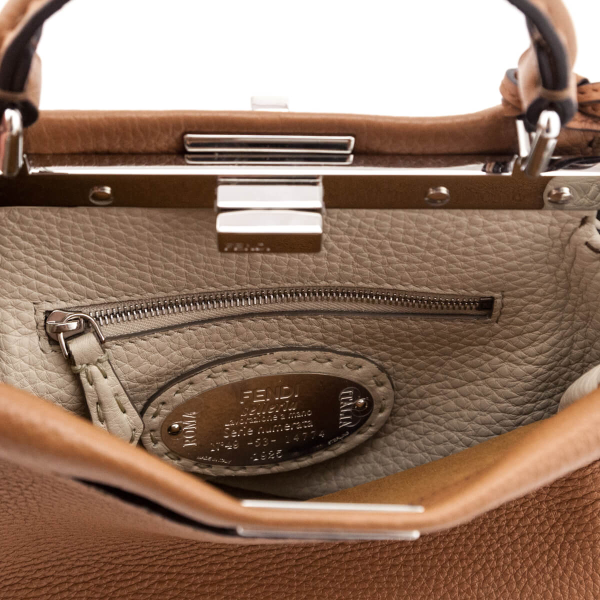 Fendi Brown Cuoio Romano Selleria Mini Peekaboo Satchel - Love that Bag etc - Preowned Authentic Designer Handbags Preloved Fashions