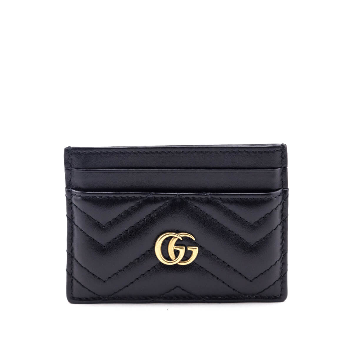 Gucci Black Calfskin Matelasse GG Marmont Card Holder - Love that Bag etc - Preowned Authentic Designer Handbags Preloved Fashions