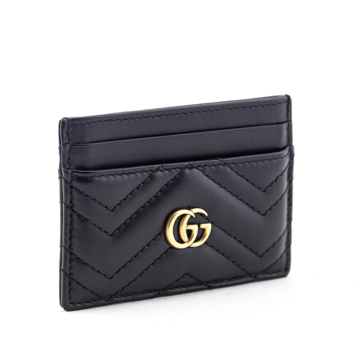 Gucci Black Calfskin Matelasse GG Marmont Card Holder - Love that Bag etc - Preowned Authentic Designer Handbags Preloved Fashions