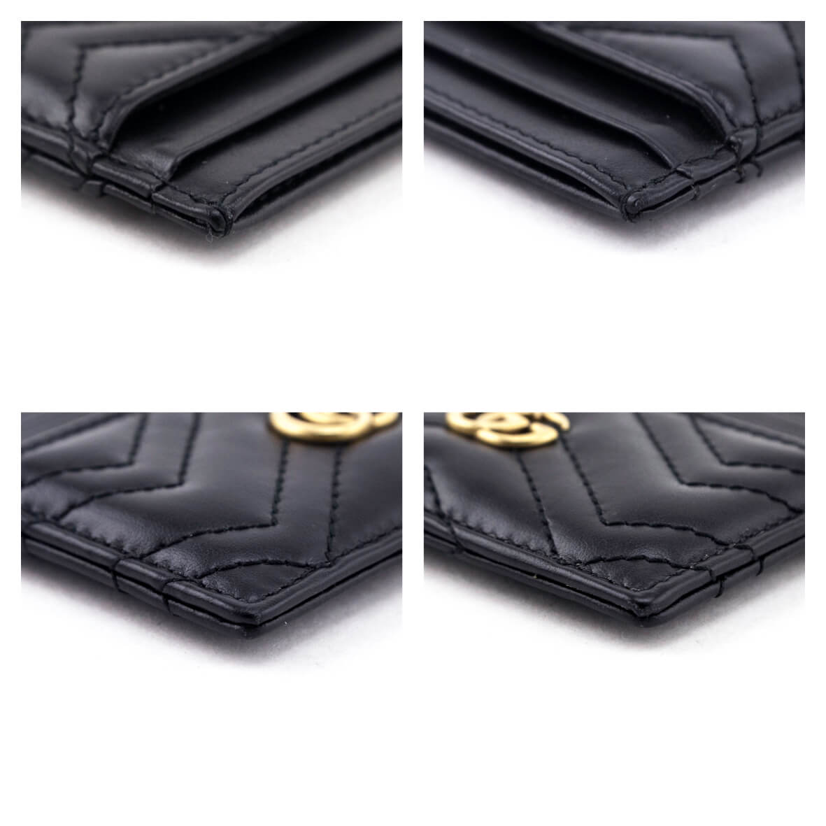 Gucci Black Calfskin Matelasse GG Marmont Card Holder - Love that Bag etc - Preowned Authentic Designer Handbags Preloved Fashions