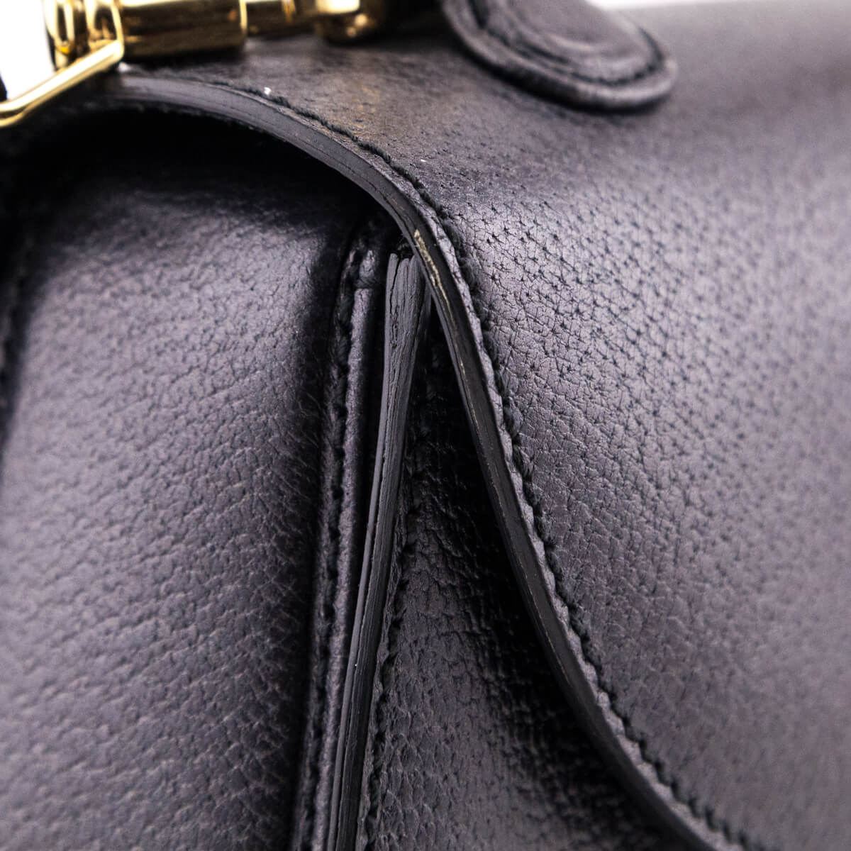 Gucci Gray Grained Calfskin Bamboo Top Handle Bag - Love that Bag etc - Preowned Authentic Designer Handbags Preloved Fashions