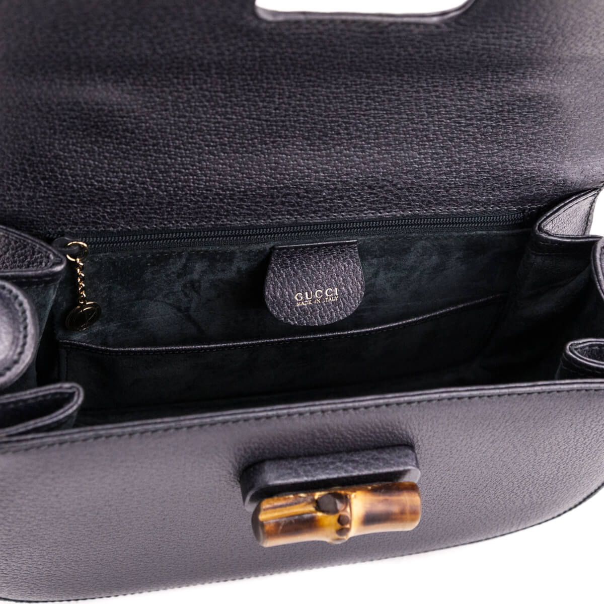 Gucci Gray Grained Calfskin Bamboo Top Handle Bag - Love that Bag etc - Preowned Authentic Designer Handbags Preloved Fashions