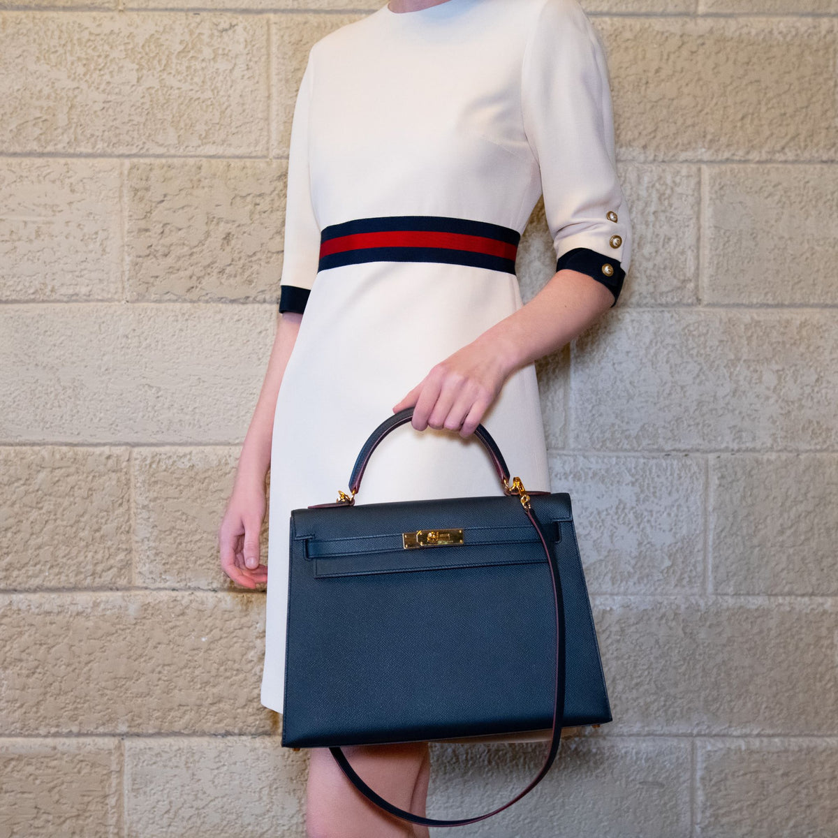 Hermes Bleu Indigo Epsom Kelly Sellier II 32 - Love that Bag etc - Preowned Authentic Designer Handbags Preloved Fashions