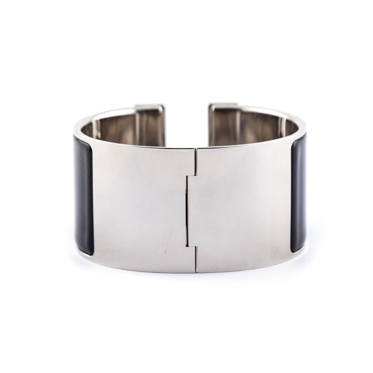 Hermes Black Enamel Palladium Extra Wide Clic Clac H Bracelet PM - Love that Bag etc - Preowned Authentic Designer Handbags Preloved Fashions