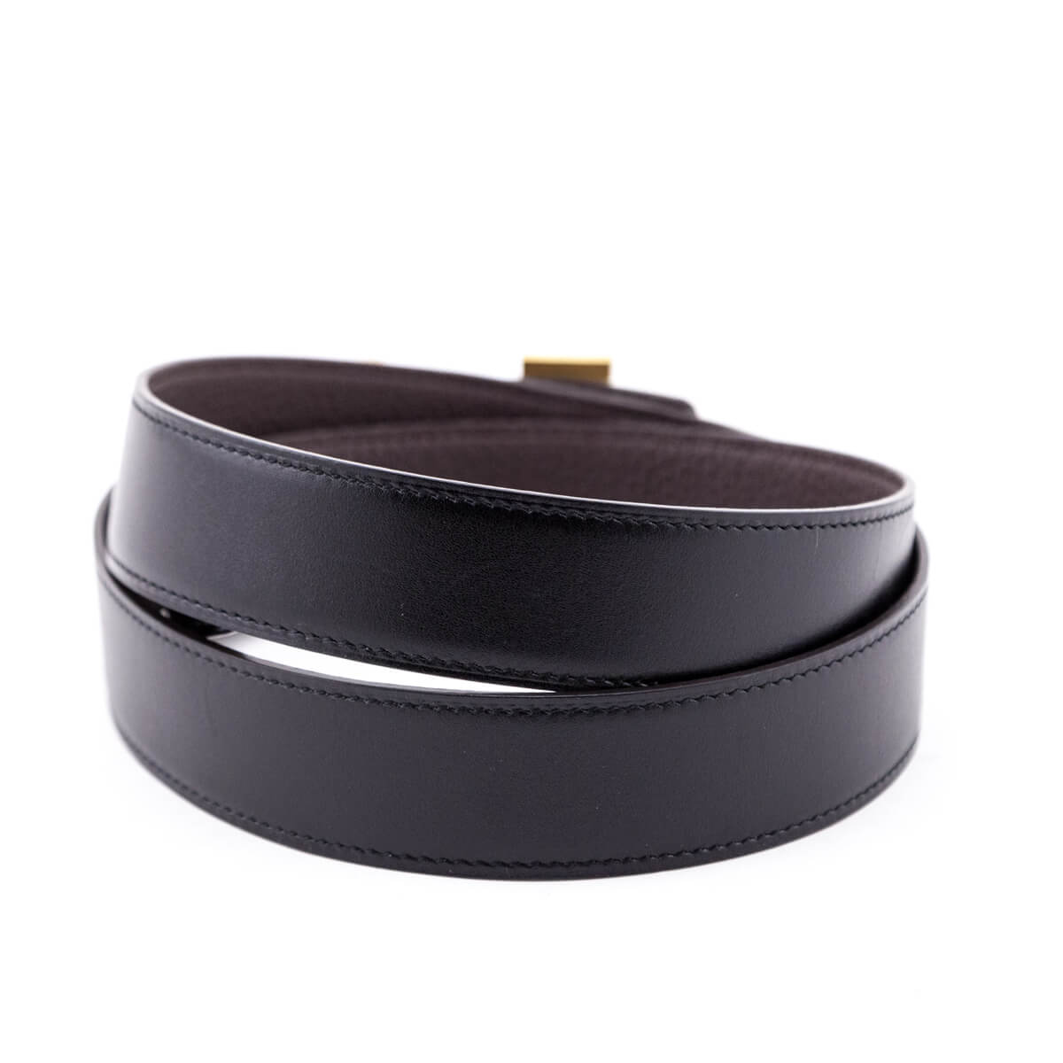 Hermes Black Chocolate Leather H Buckle Reversible Belt Size M - Love that Bag etc - Preowned Authentic Designer Handbags Preloved Fashions