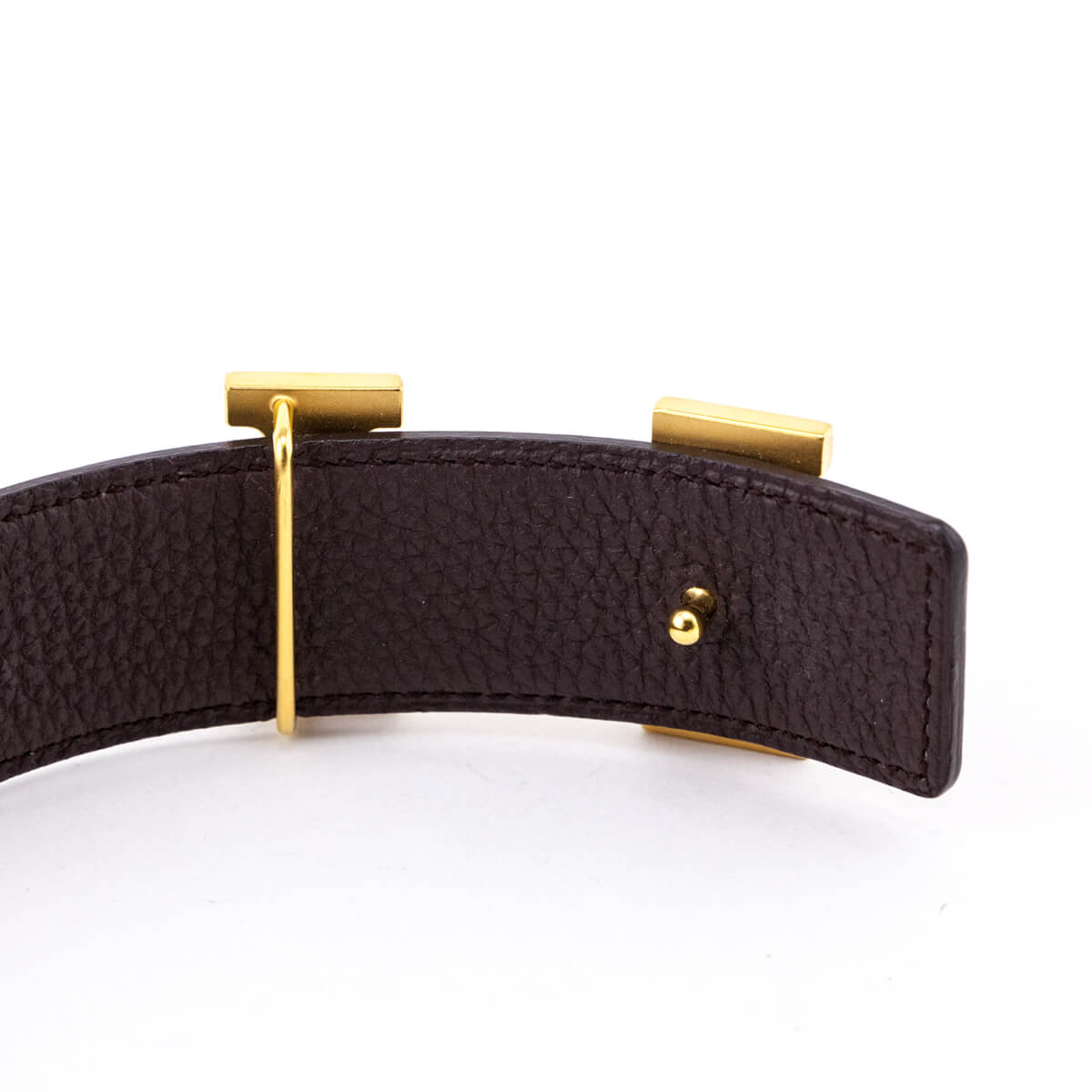 Hermes Black Chocolate Leather H Buckle Reversible Belt Size M - Love that Bag etc - Preowned Authentic Designer Handbags Preloved Fashions