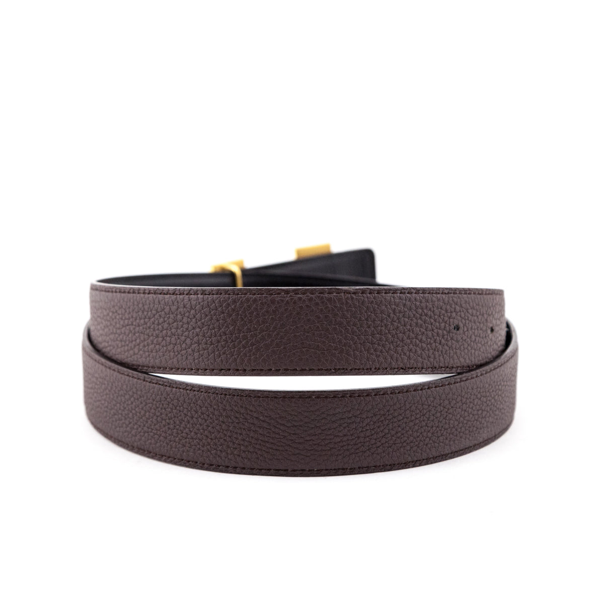 Hermes Black Chocolate Leather H Buckle Reversible Belt Size M - Love that Bag etc - Preowned Authentic Designer Handbags Preloved Fashions