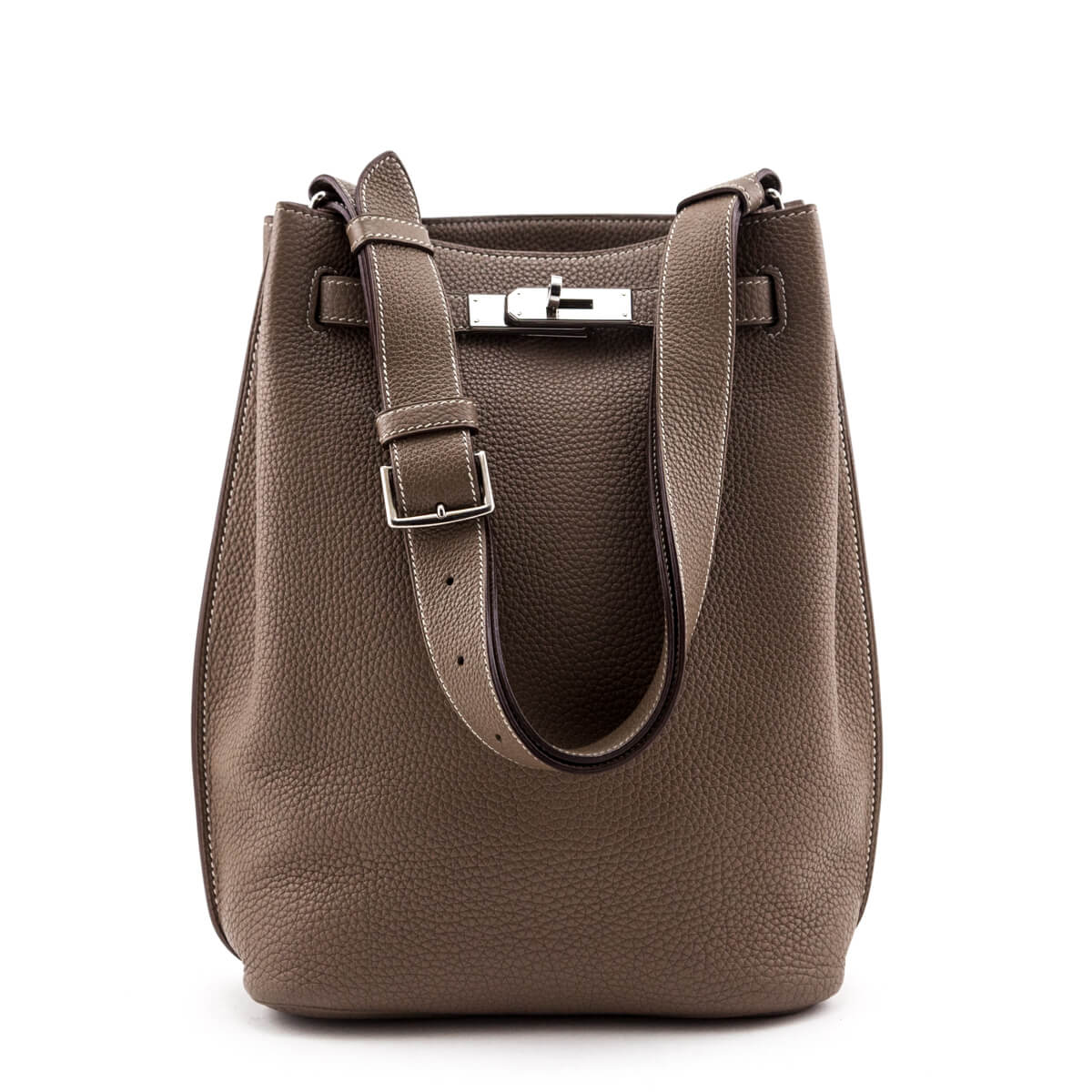 Hermes Etoupe Clemence So Kelly 22 - Love that Bag etc - Preowned Authentic Designer Handbags Preloved Fashions