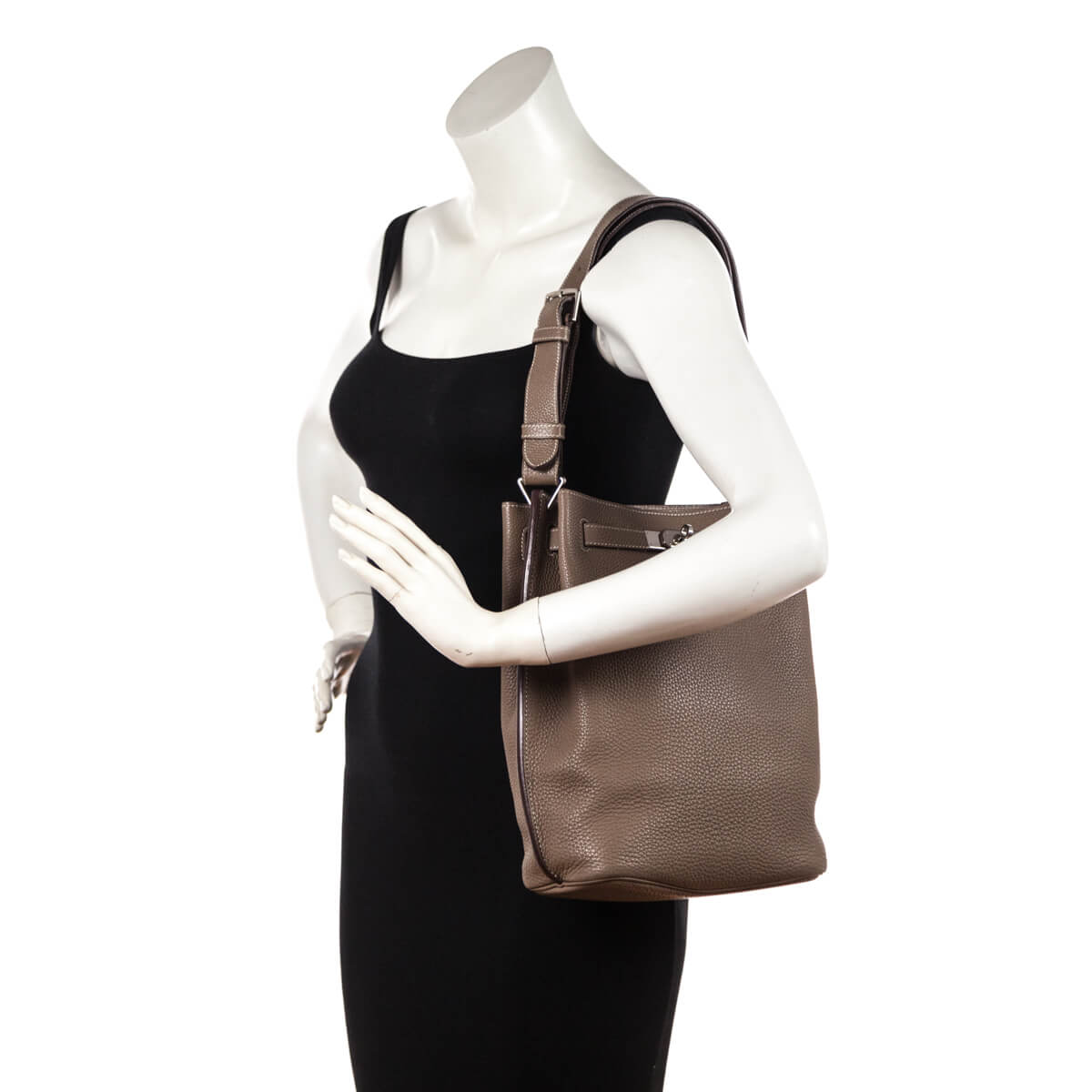 Hermes Etoupe Clemence So Kelly 22 - Love that Bag etc - Preowned Authentic Designer Handbags Preloved Fashions