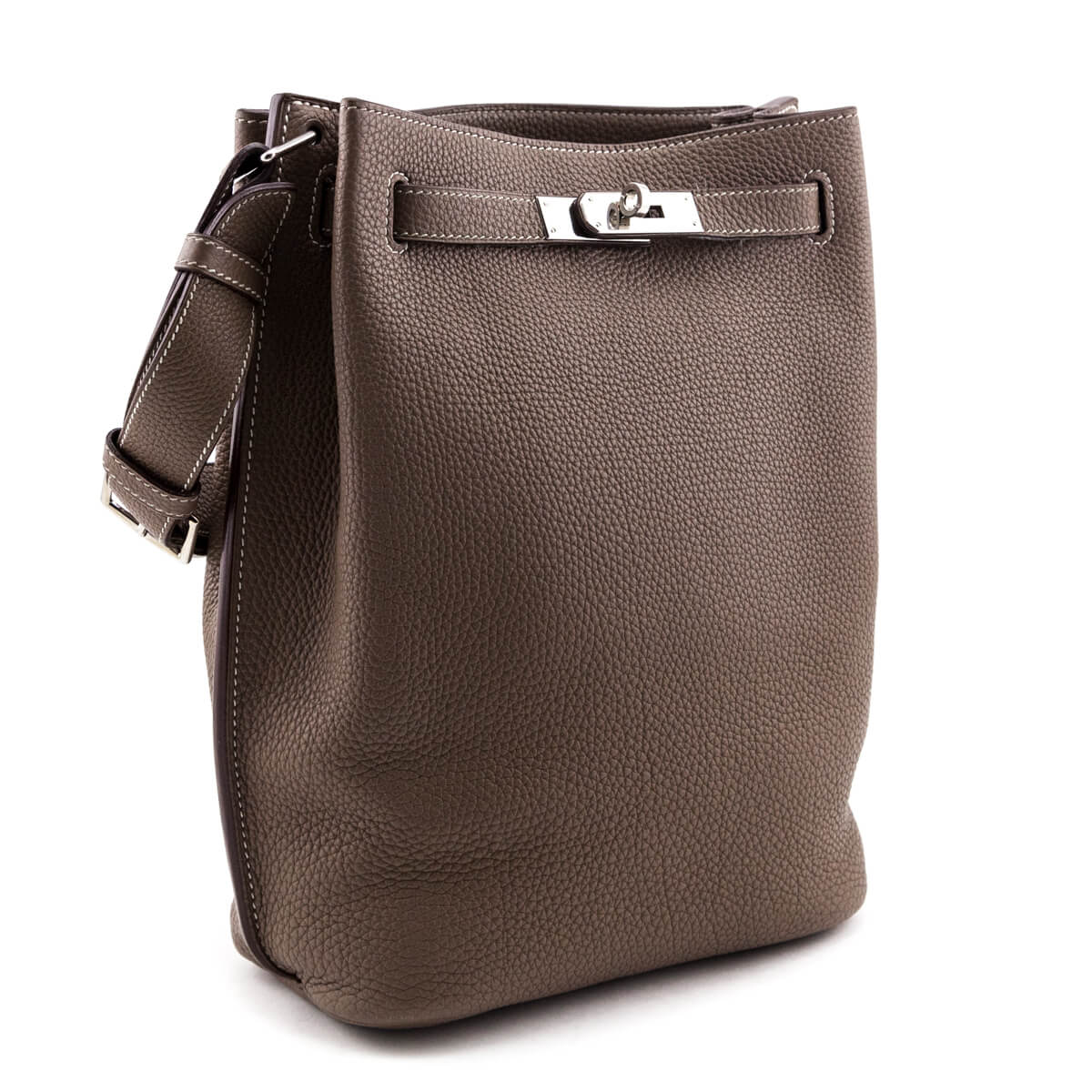 Hermes Etoupe Clemence So Kelly 22 - Love that Bag etc - Preowned Authentic Designer Handbags Preloved Fashions