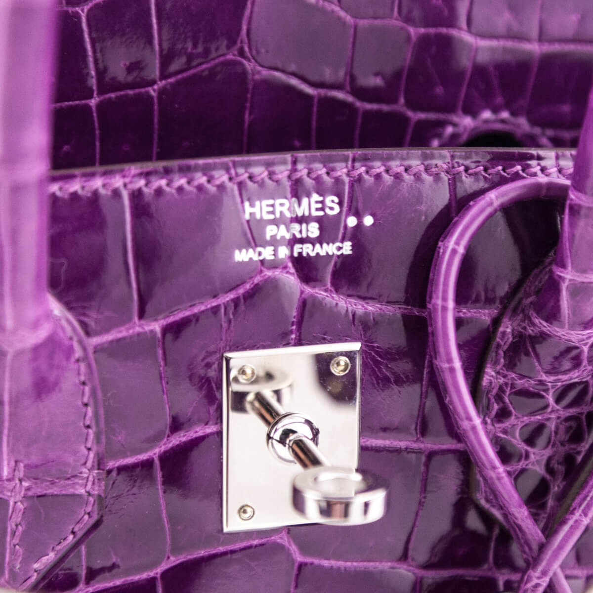 Hermes Violet Niloticus Crocodile Birkin 25 - Love that Bag etc - Preowned Authentic Designer Handbags Preloved Fashions