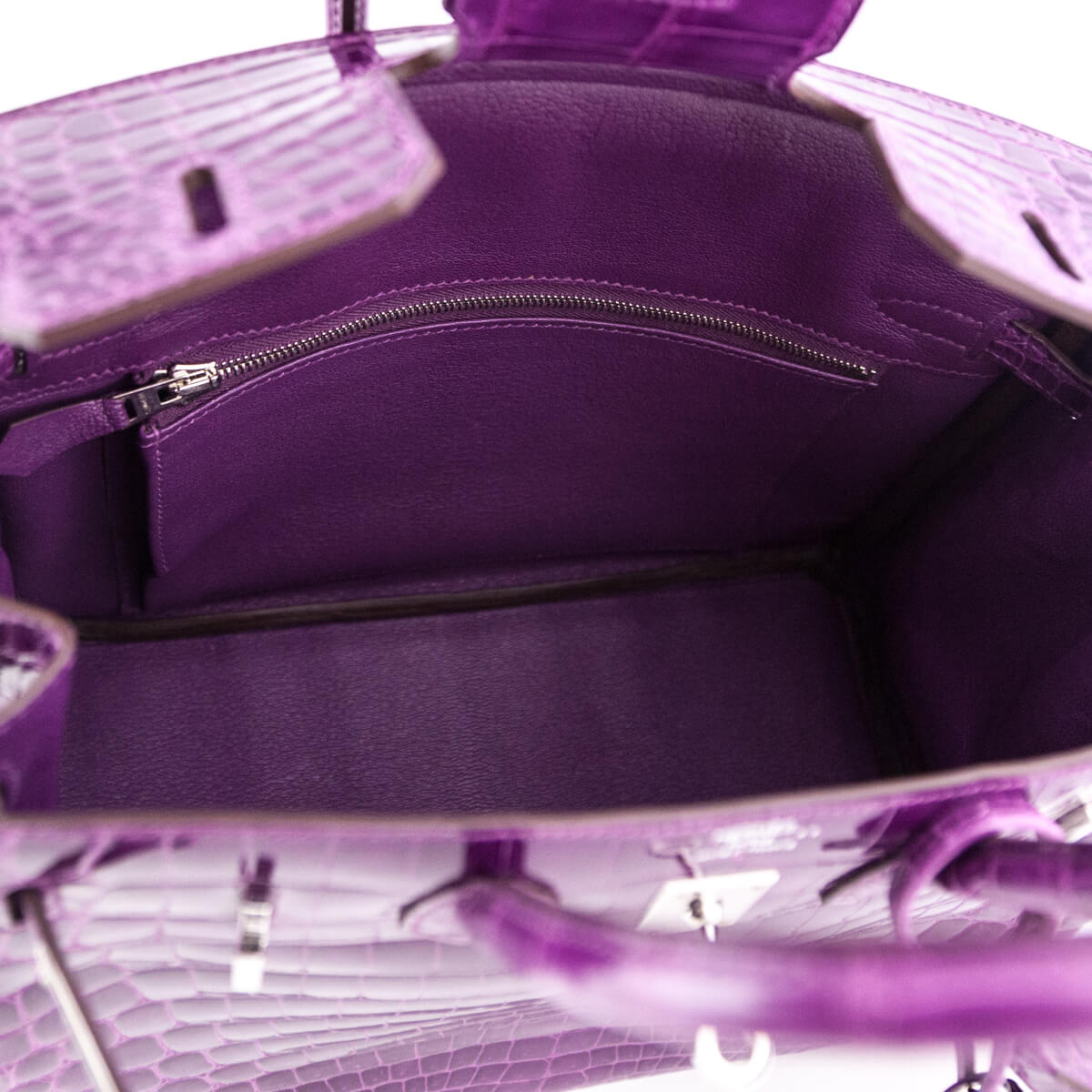Hermes Violet Niloticus Crocodile Birkin 25 - Love that Bag etc - Preowned Authentic Designer Handbags Preloved Fashions