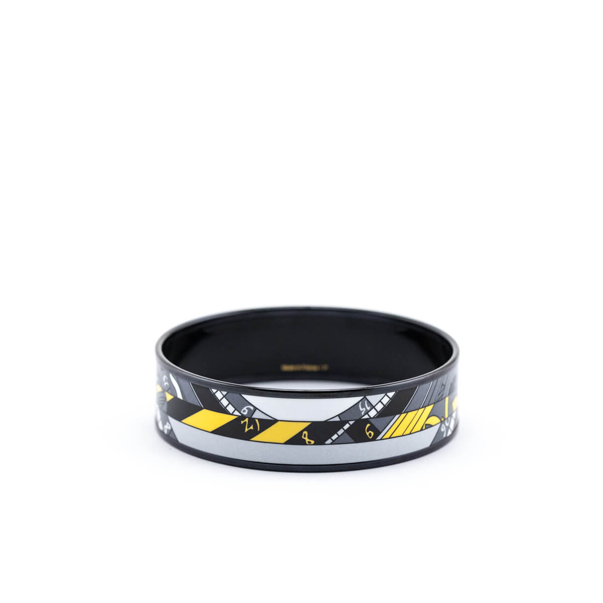 Hermes Black Yellow Enamel Wide Astrologie Nouvelle Bangle Size L - Love that Bag etc - Preowned Authentic Designer Handbags Preloved Fashions